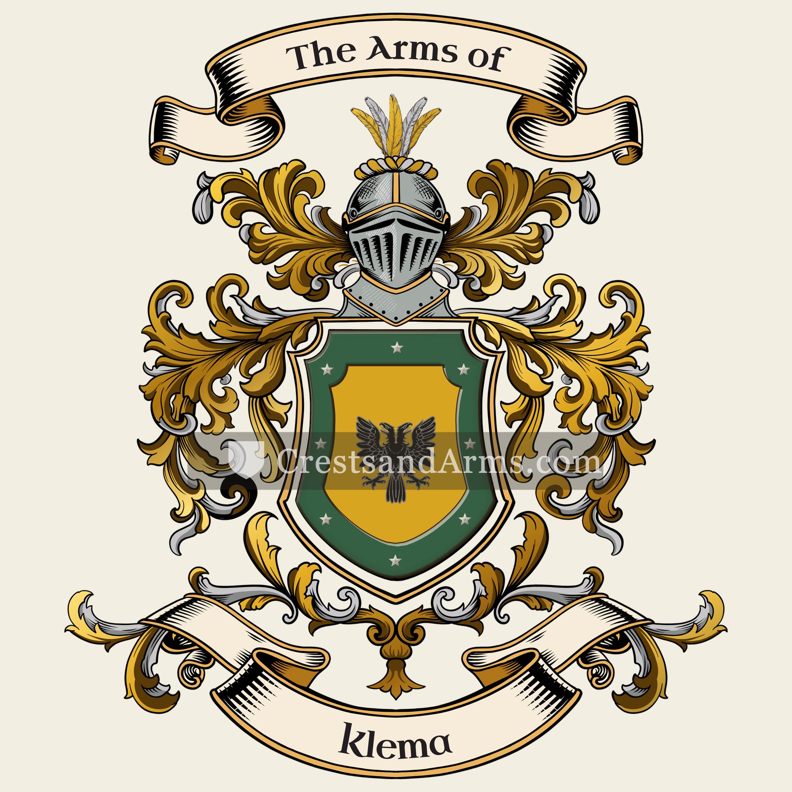 The Klema coat of arms, drawn from the recorded blazon
