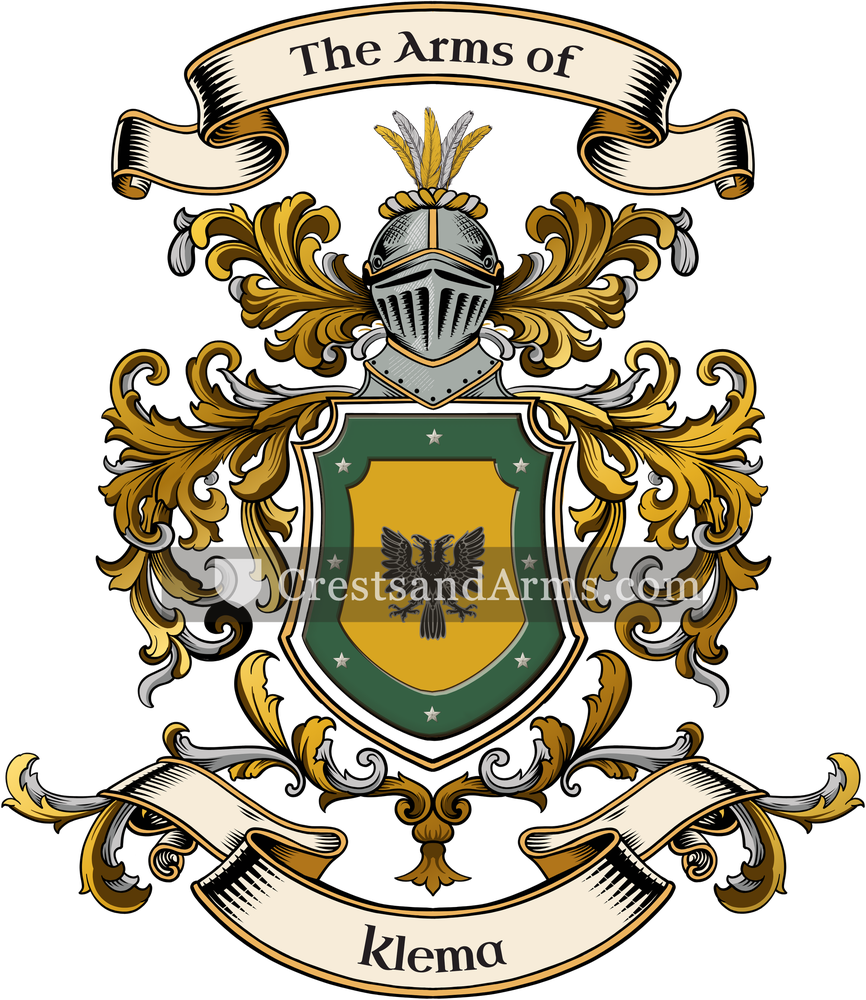 The Klema coat of arms, drawn from the recorded blazon