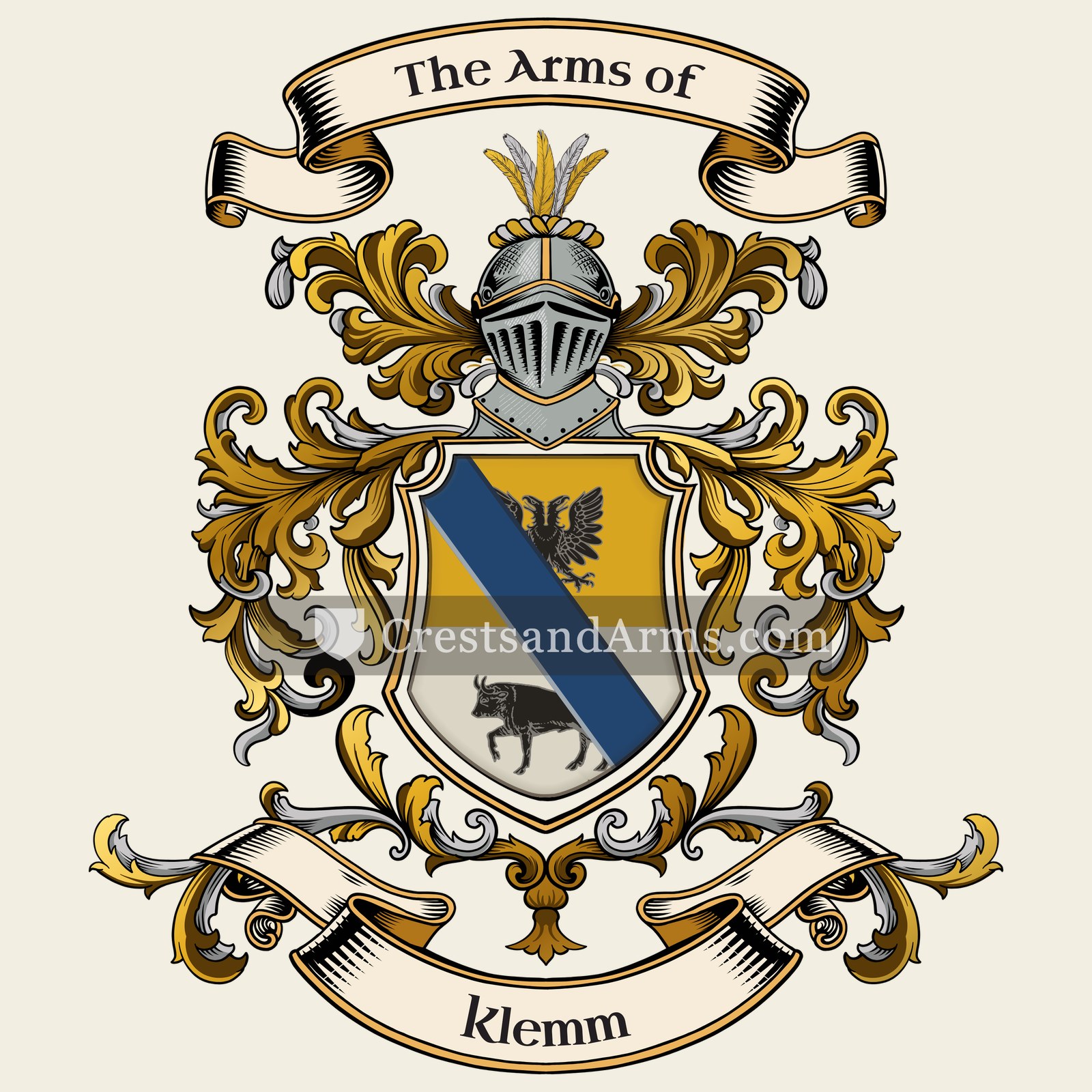 The Klemm coat of arms, drawn from the recorded blazon