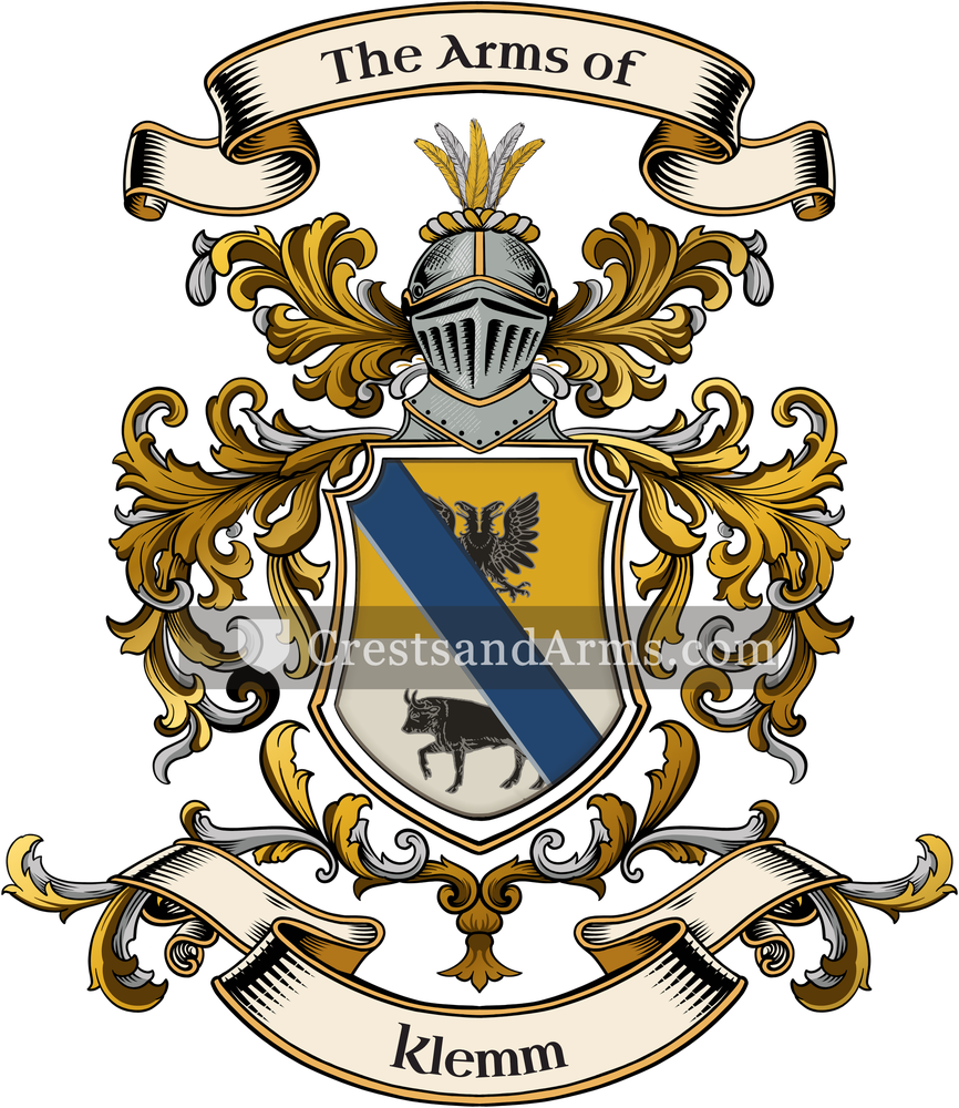 The Klemm coat of arms, drawn from the recorded blazon