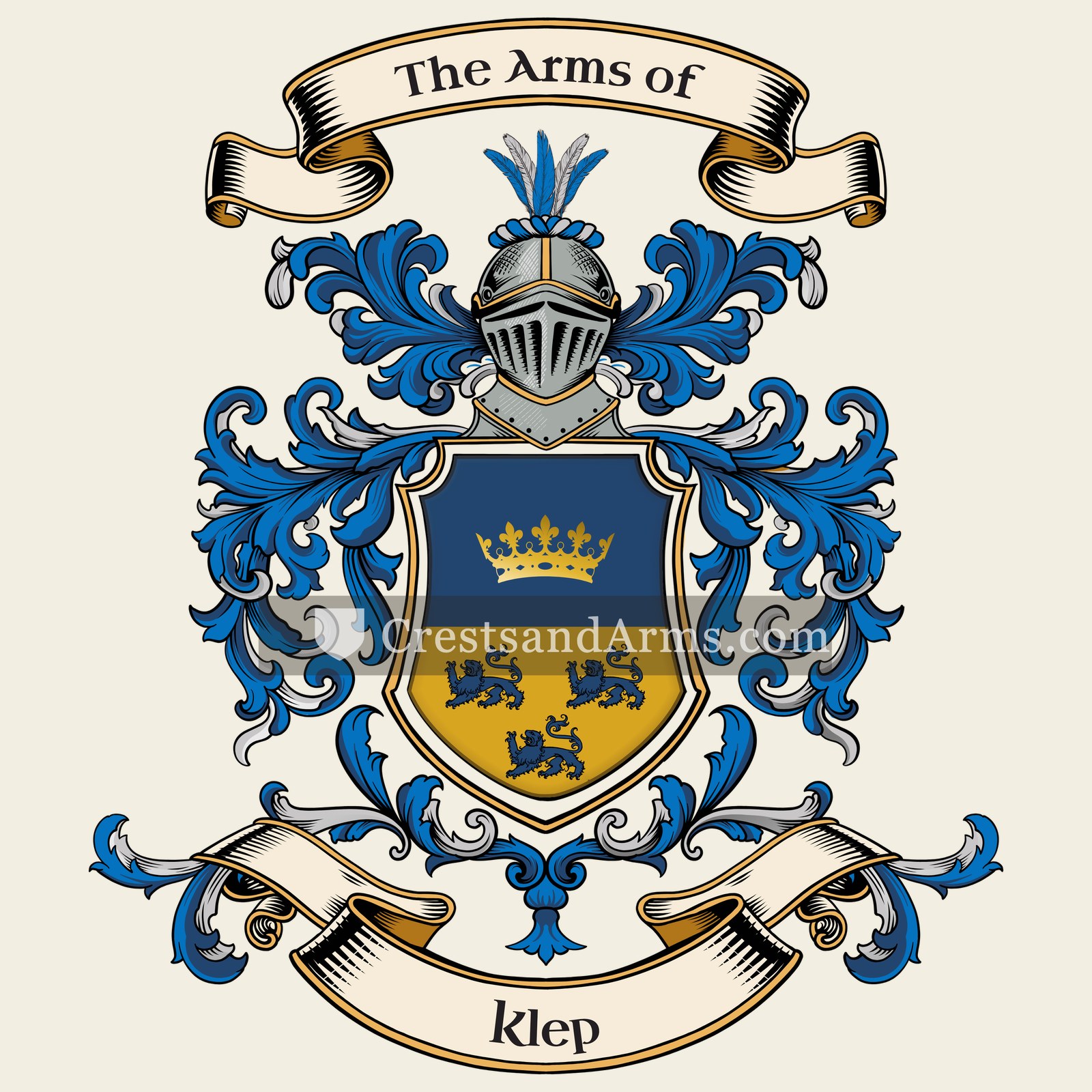 The Klep coat of arms, drawn from the recorded blazon