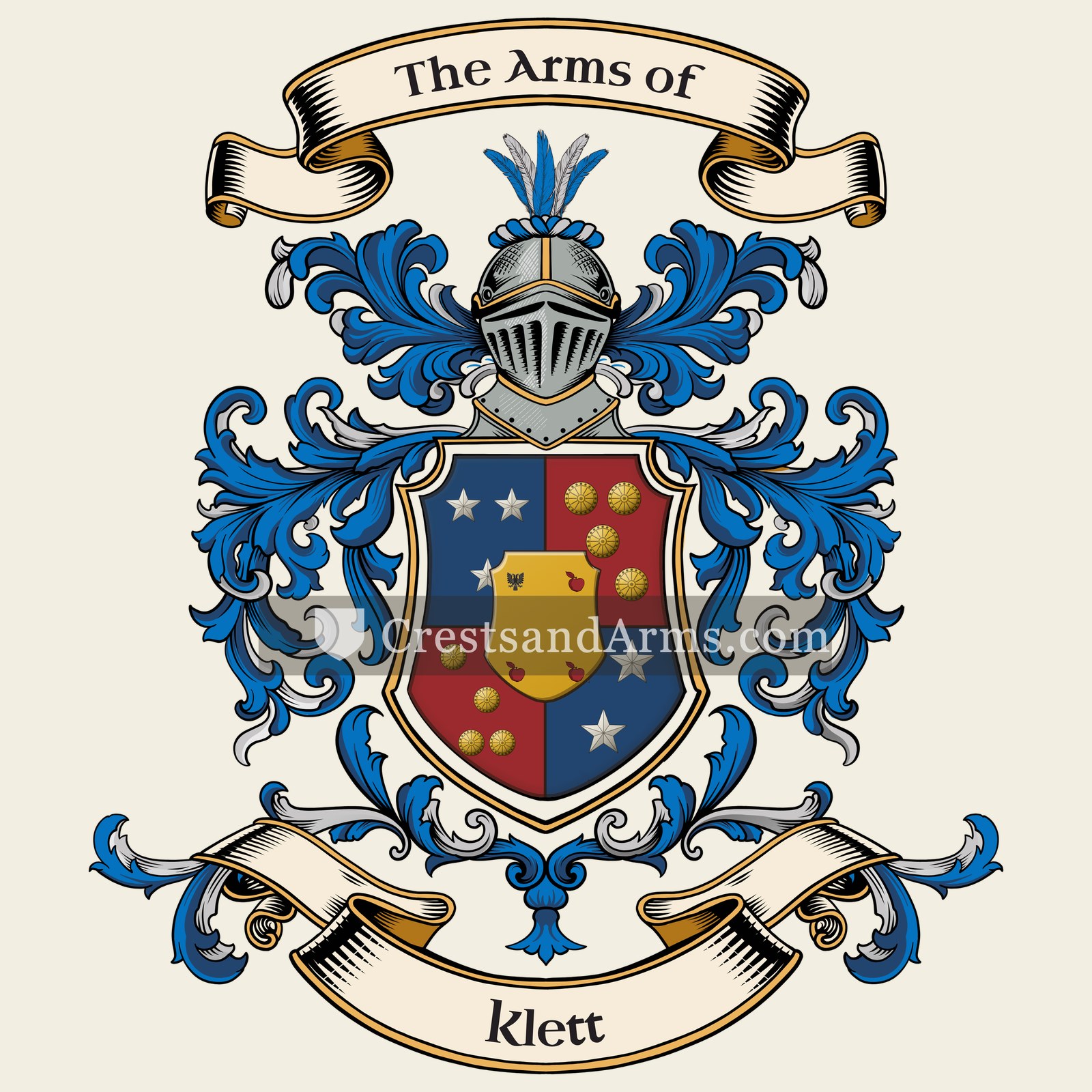 The Klett coat of arms, drawn from the recorded blazon