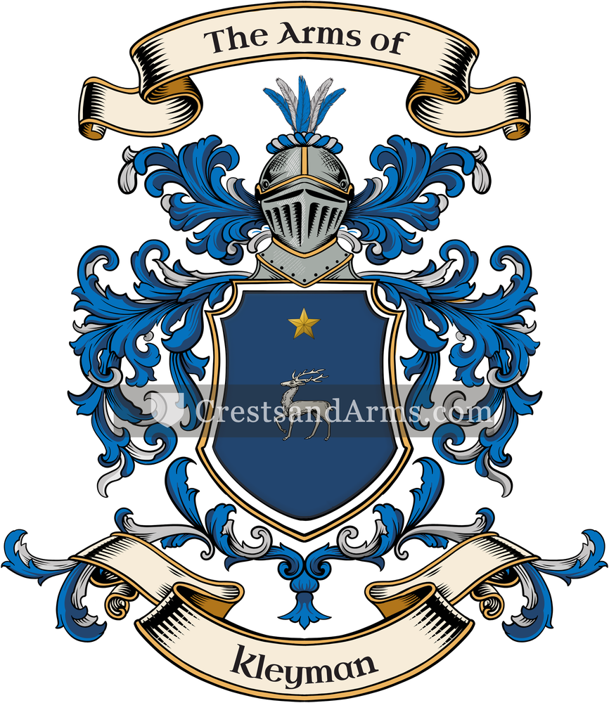 The Kleyman coat of arms, drawn from the recorded blazon