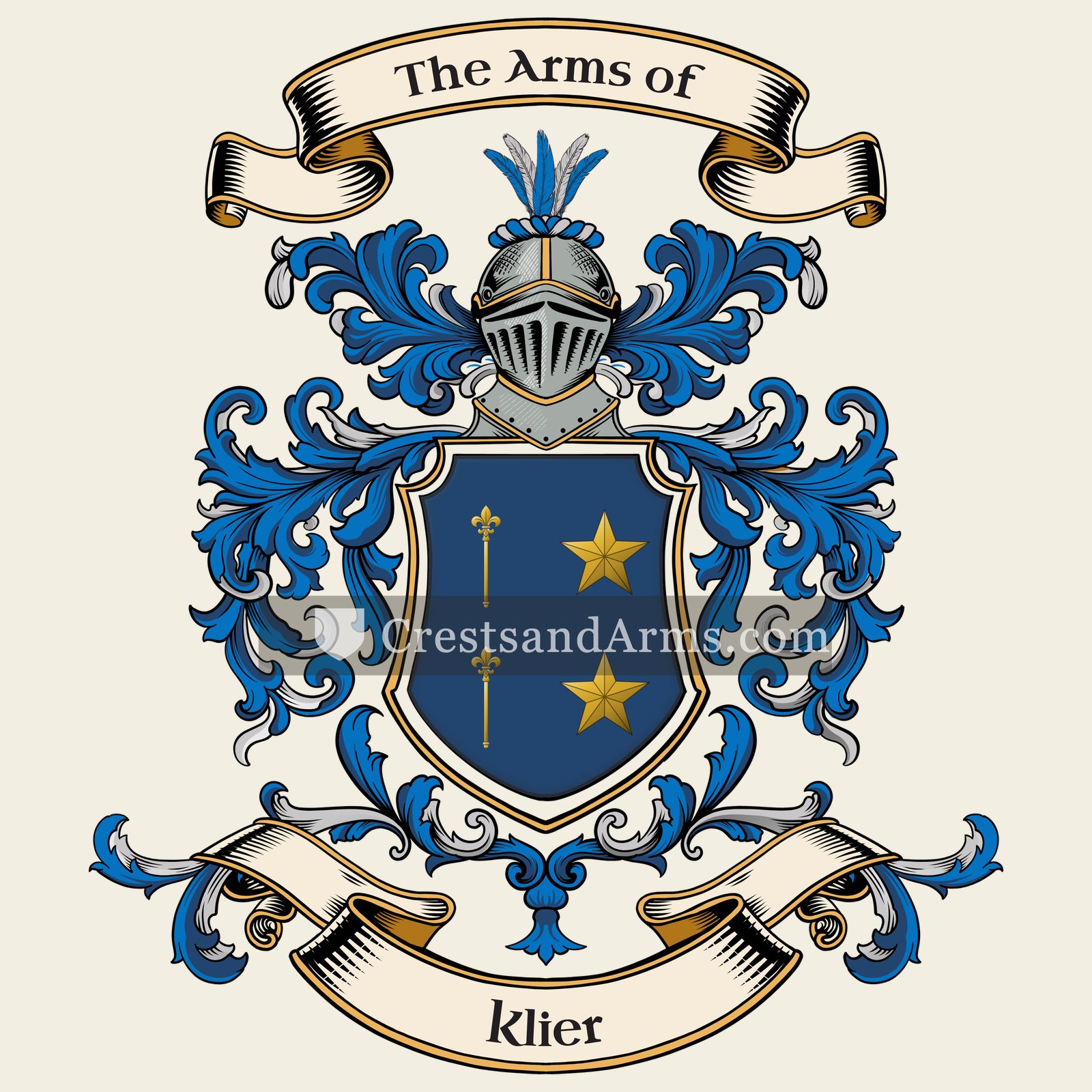 The Klier coat of arms, drawn from the recorded blazon