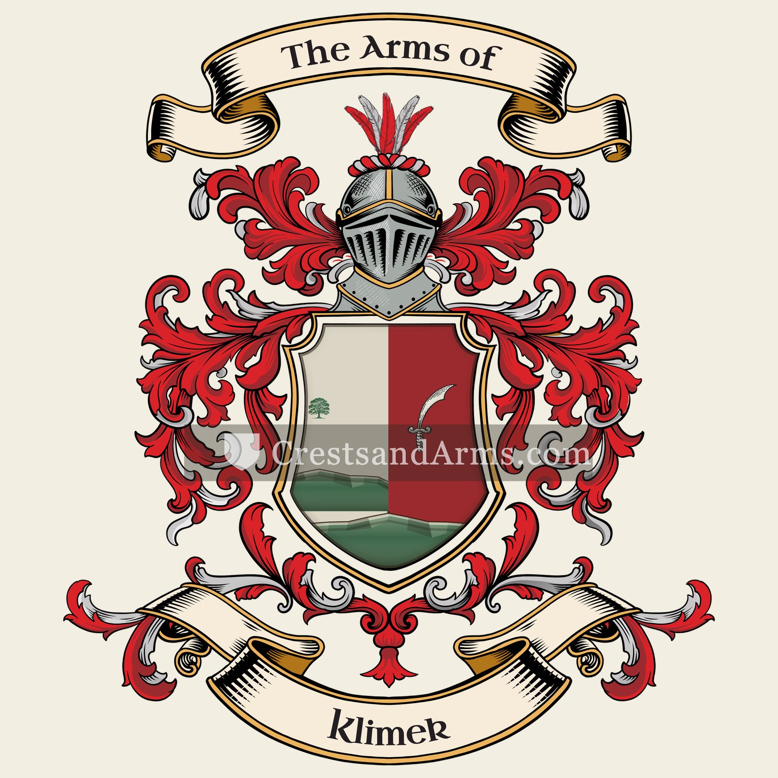 The Klimek coat of arms, drawn from the recorded blazon
