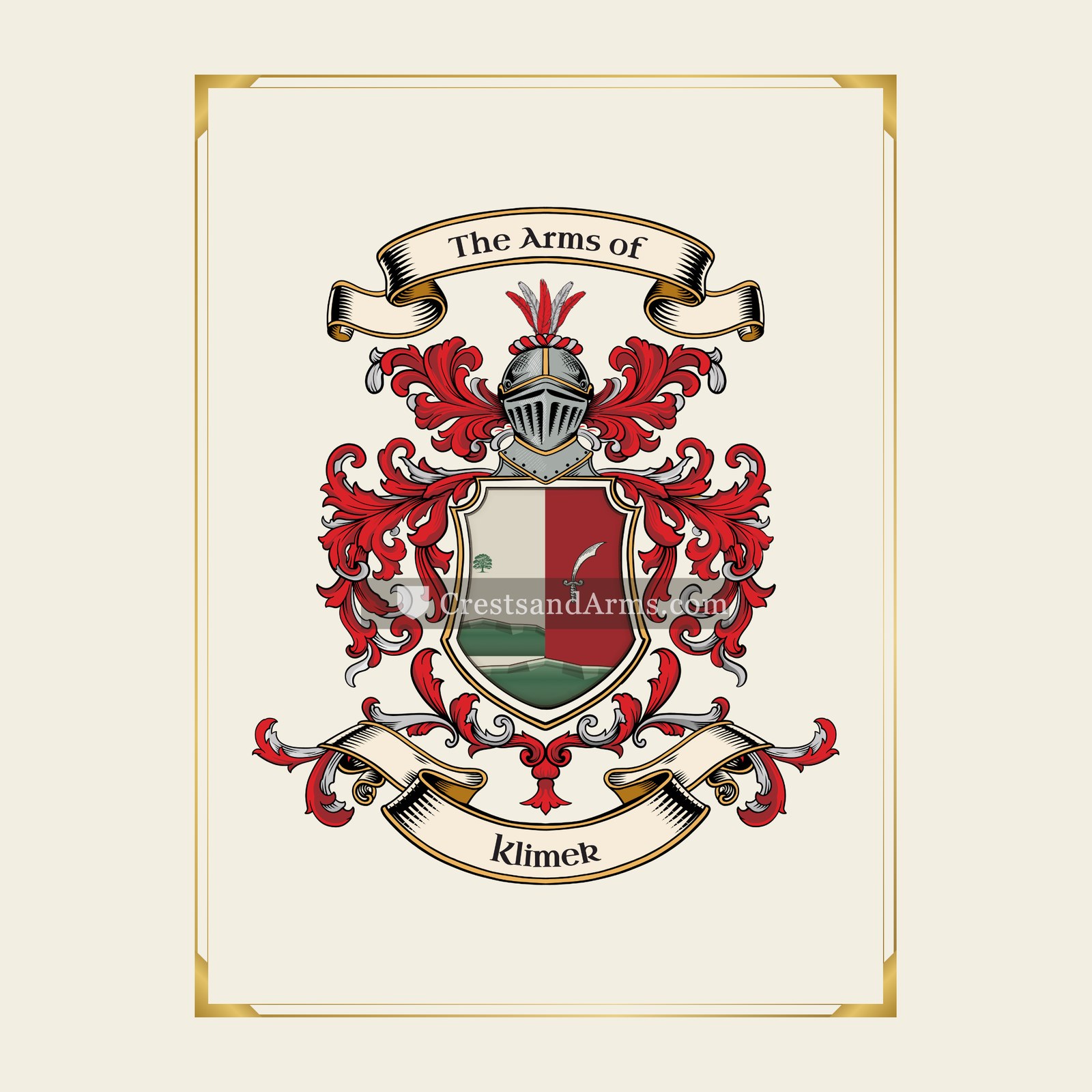 With gold border