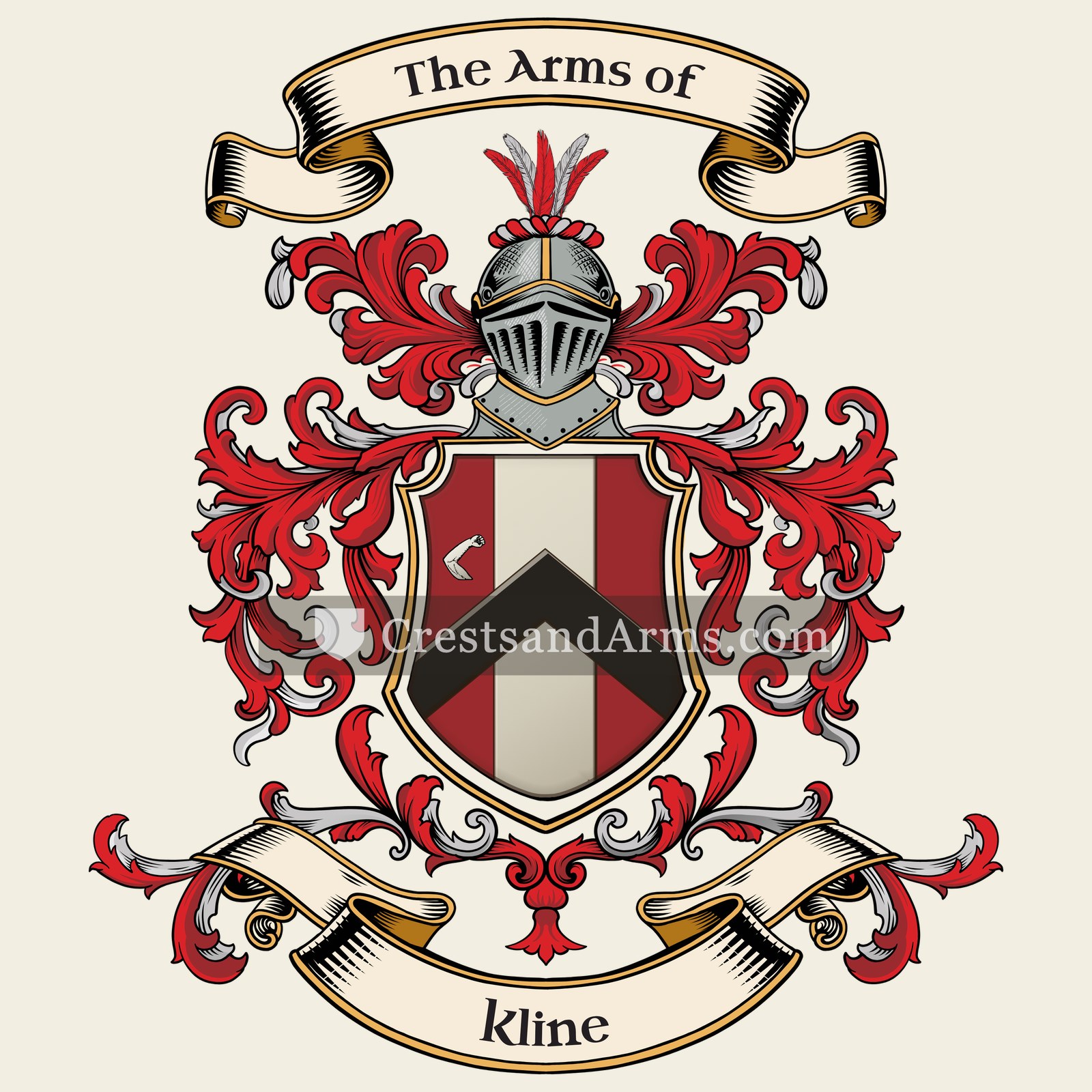 The Kline coat of arms, drawn from the recorded blazon
