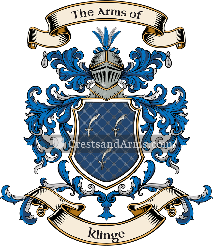 The Klinge coat of arms, drawn from the recorded blazon