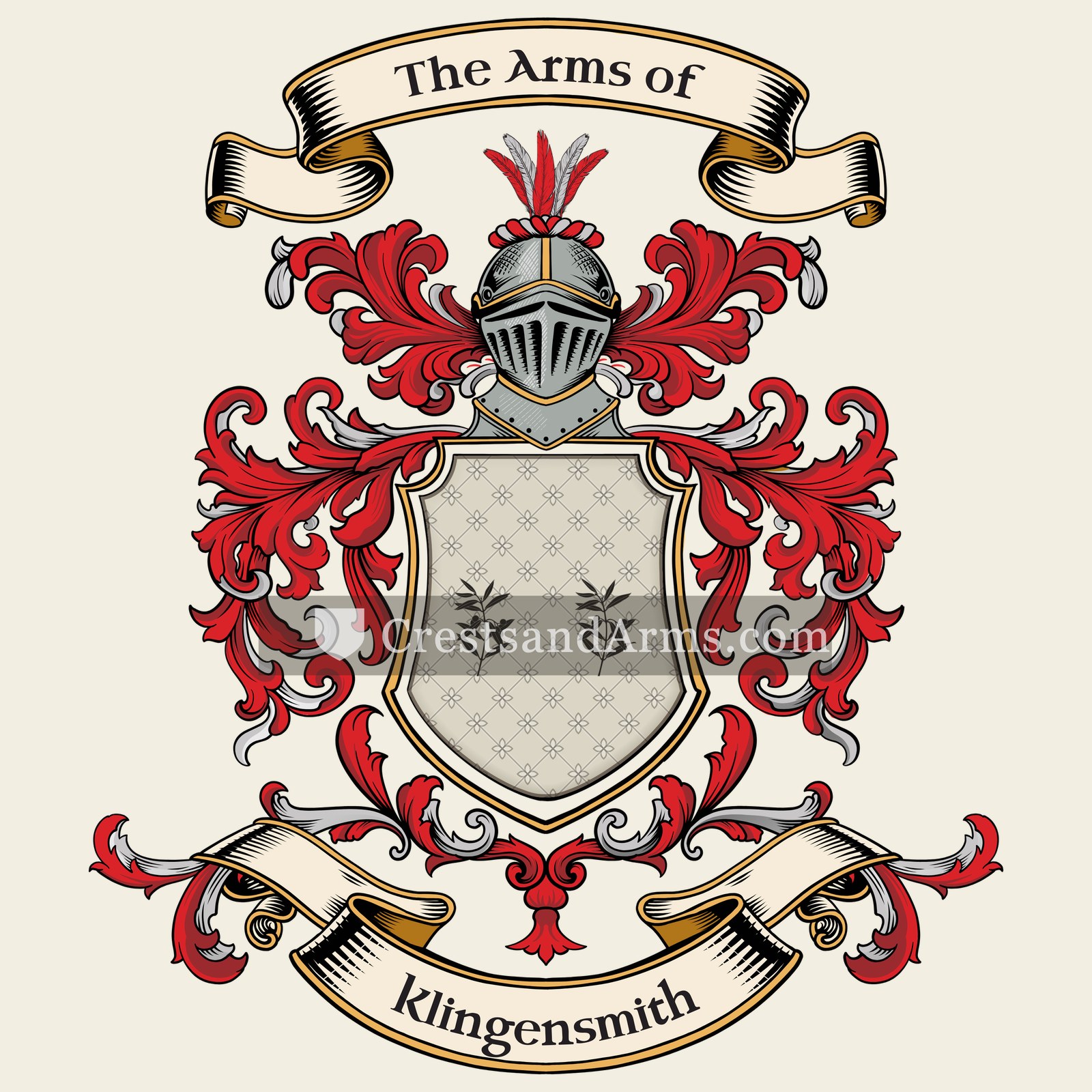 The Klingensmith coat of arms, drawn from the recorded blazon
