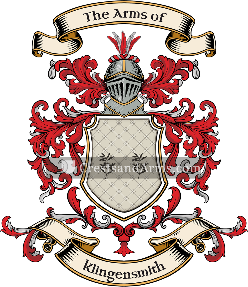 The Klingensmith coat of arms, drawn from the recorded blazon