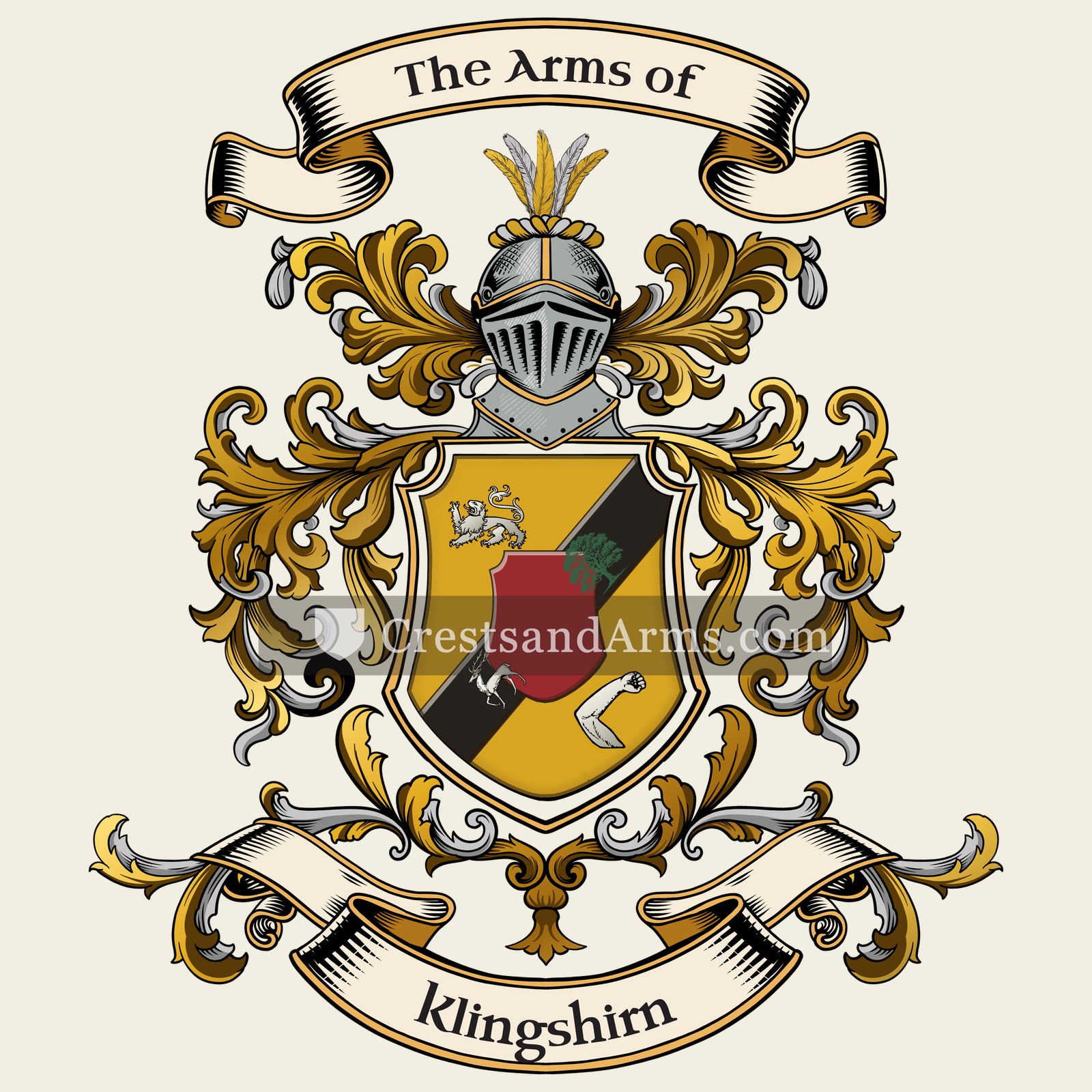The Klingshirn coat of arms, drawn from the recorded blazon