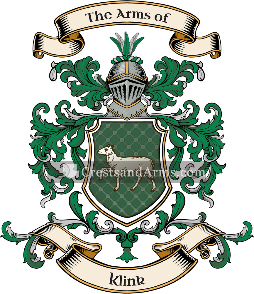 The Klink coat of arms, drawn from the recorded blazon
