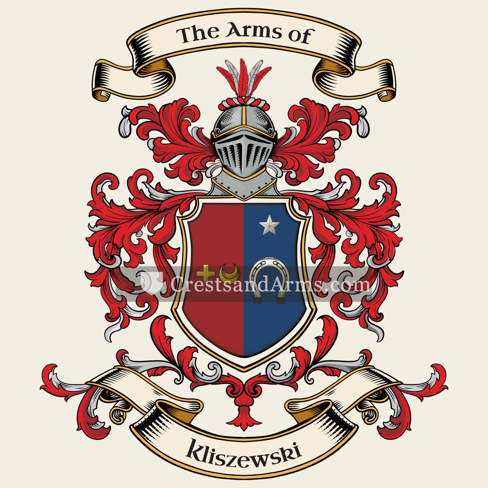 The Kliszewski coat of arms, drawn from the recorded blazon
