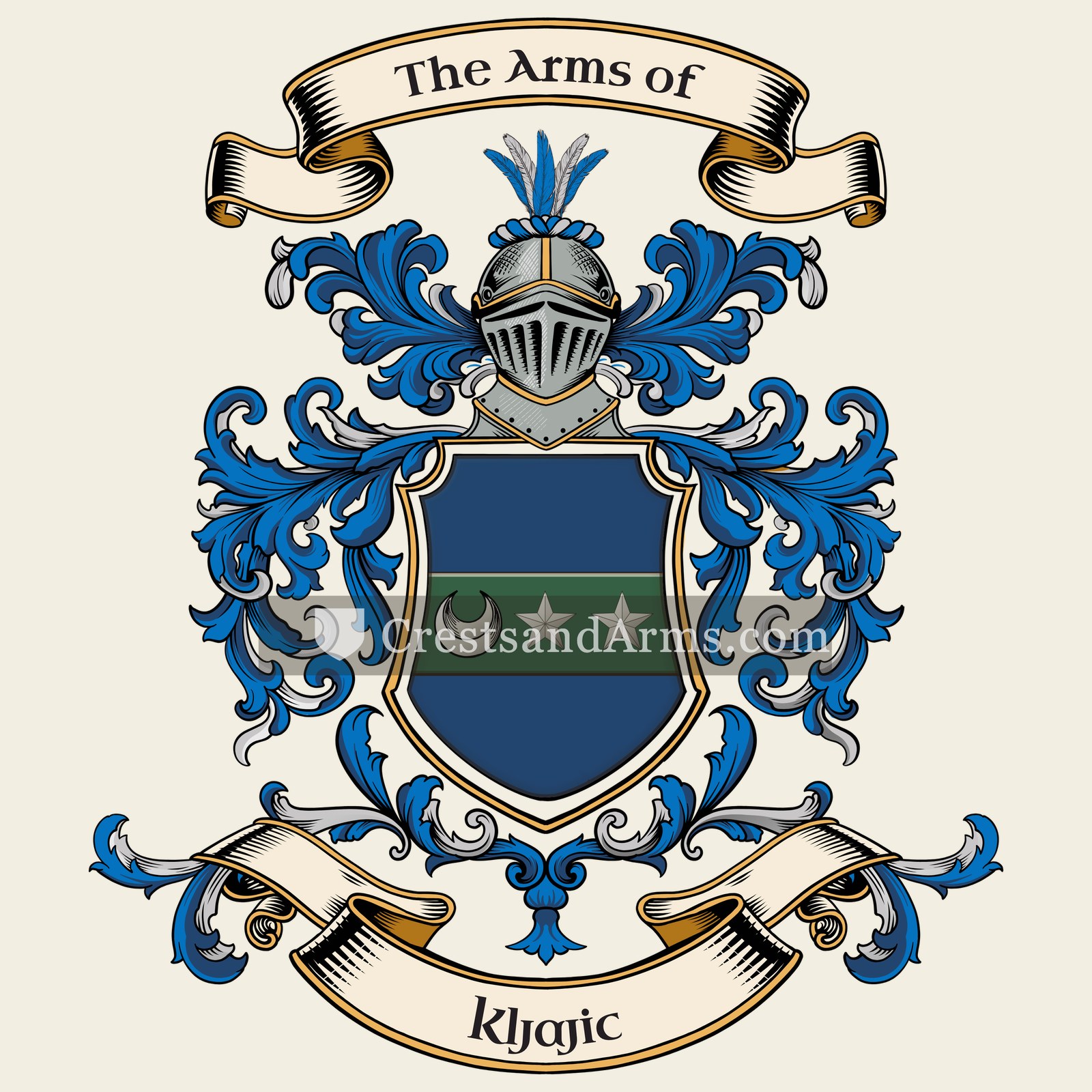 The Kljajic coat of arms, drawn from the recorded blazon