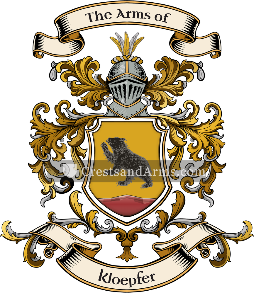 The Kloepfer coat of arms, drawn from the recorded blazon