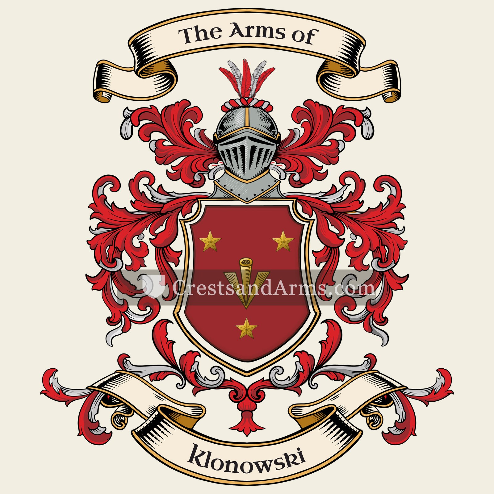 The Klonowski coat of arms, drawn from the recorded blazon