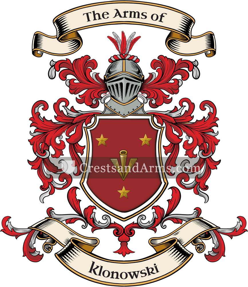 The Klonowski coat of arms, drawn from the recorded blazon