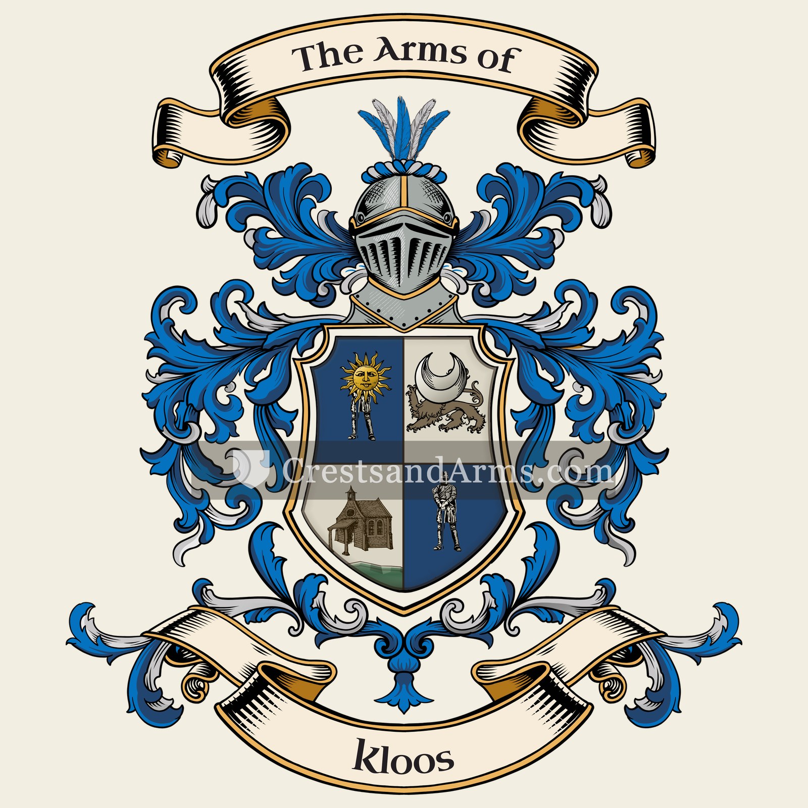 The Kloos coat of arms, drawn from the recorded blazon
