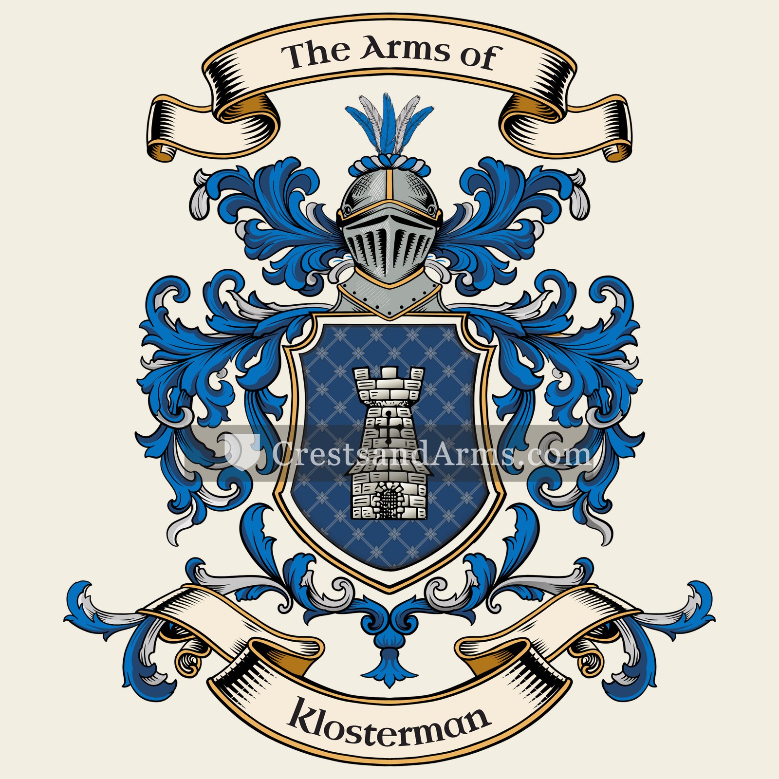 The Klosterman coat of arms, drawn from the recorded blazon