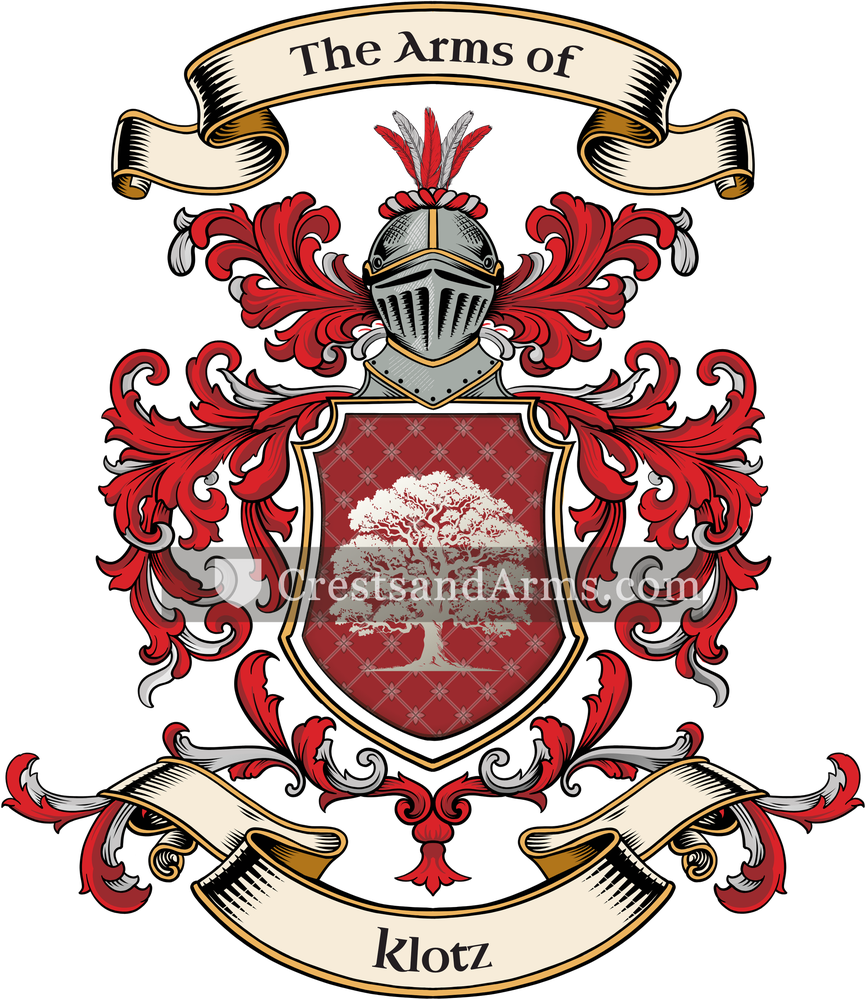 The Klotz coat of arms, drawn from the recorded blazon