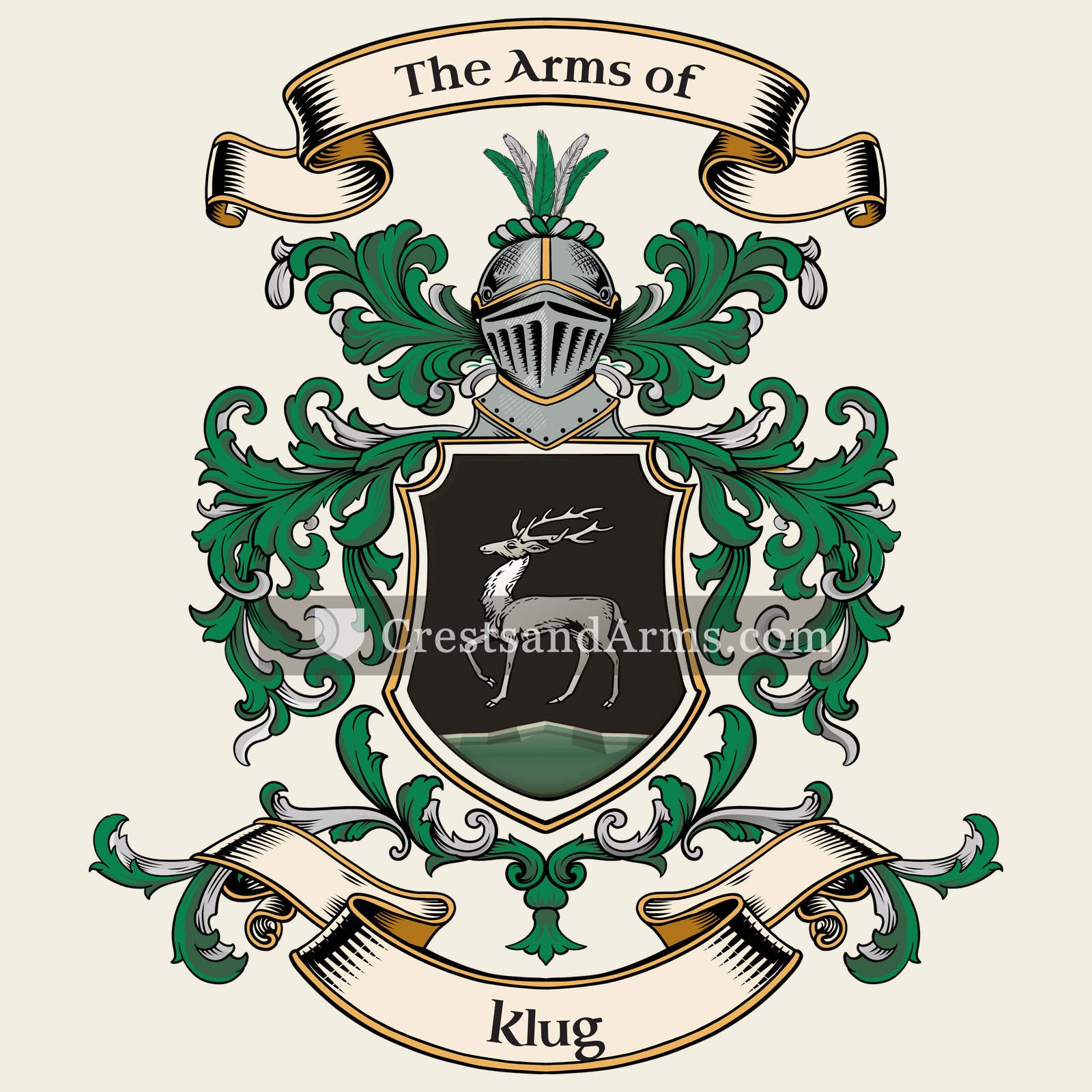 The Klug coat of arms, drawn from the recorded blazon