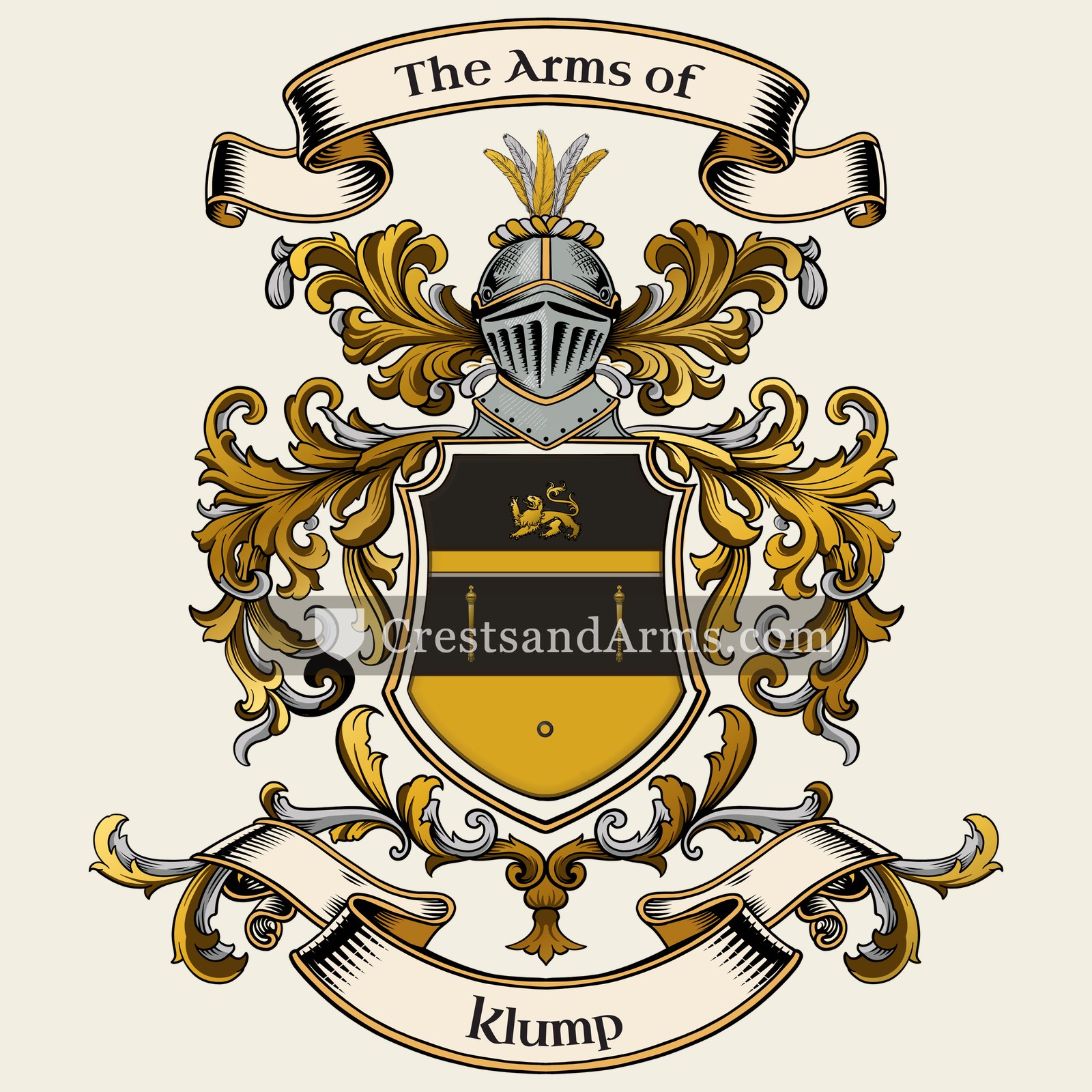 The Klump coat of arms, drawn from the recorded blazon