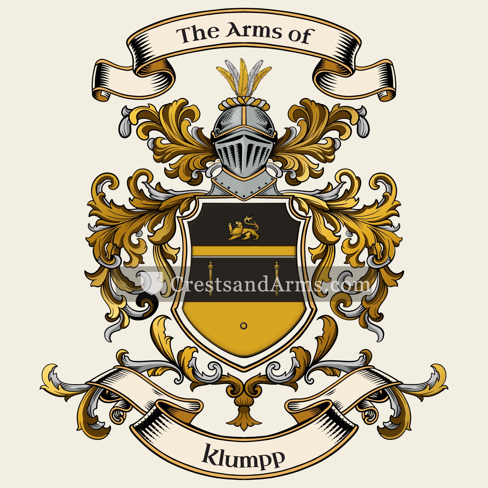 The Klumpp coat of arms, drawn from the recorded blazon