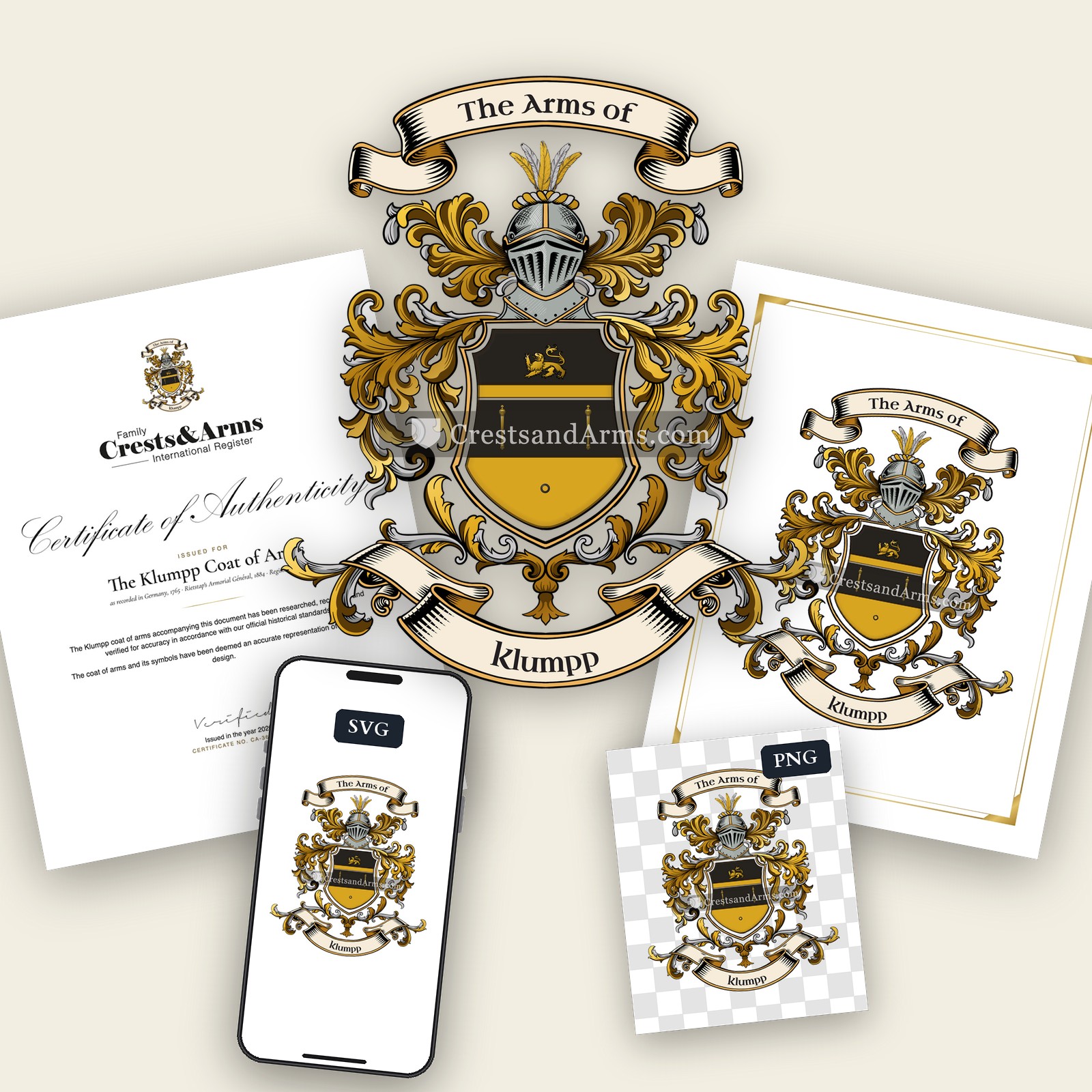 The Klumpp arms on the coat of arms — digital pack