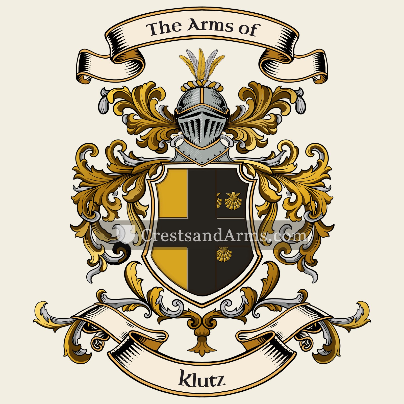 The Klutz coat of arms, drawn from the recorded blazon