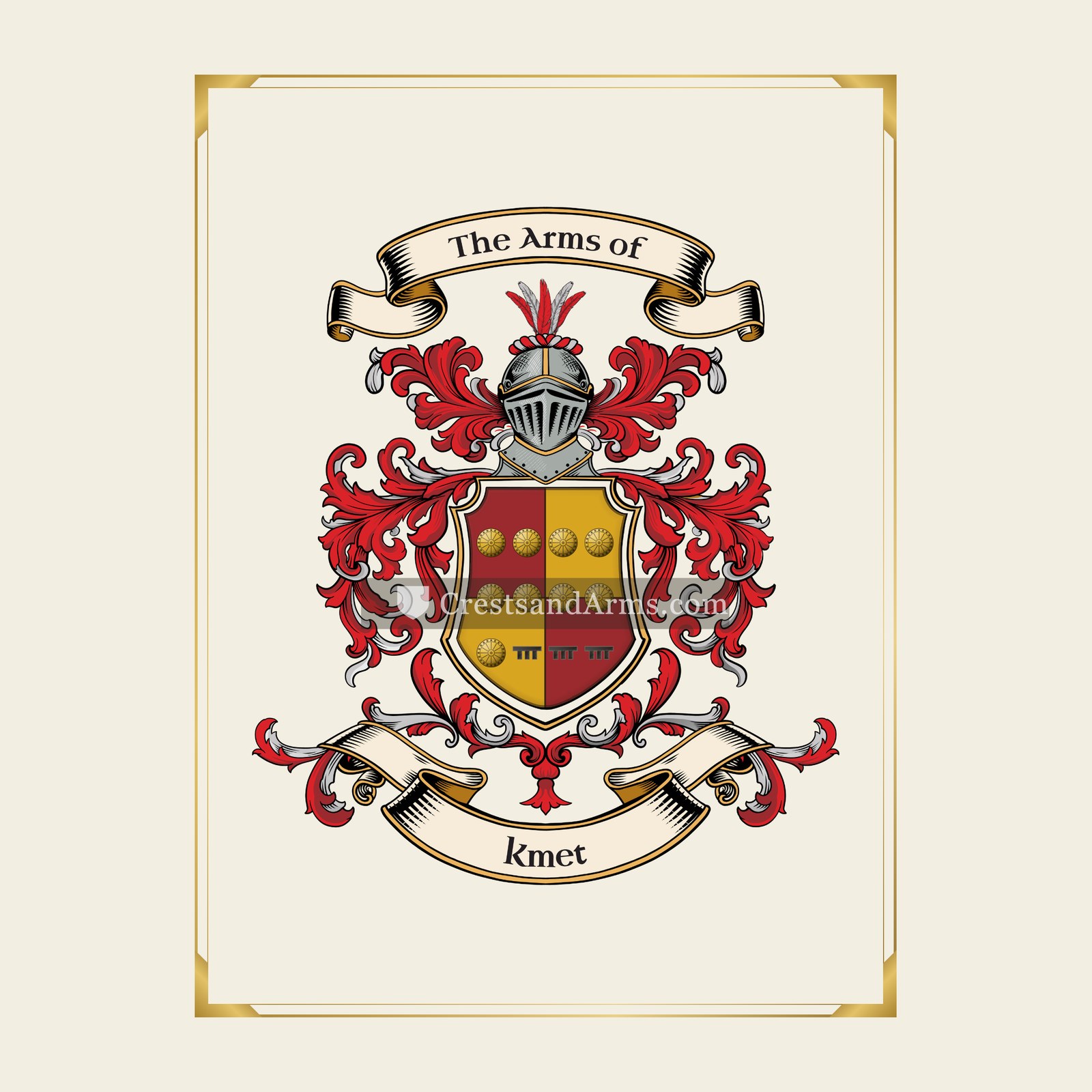 With gold border