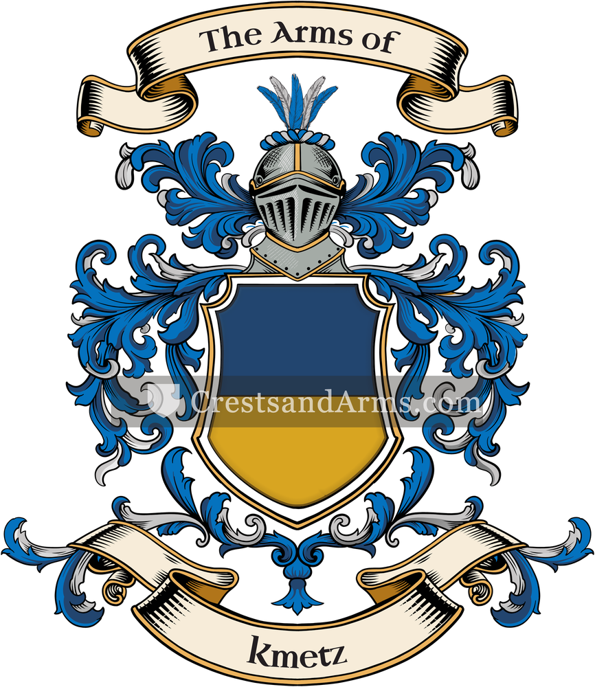 The Kmetz coat of arms, drawn from the recorded blazon