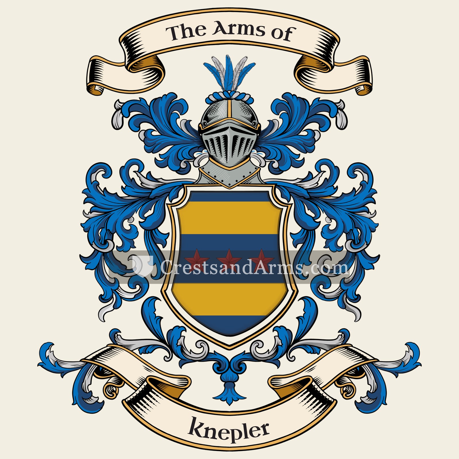 The Knepler coat of arms, drawn from the recorded blazon