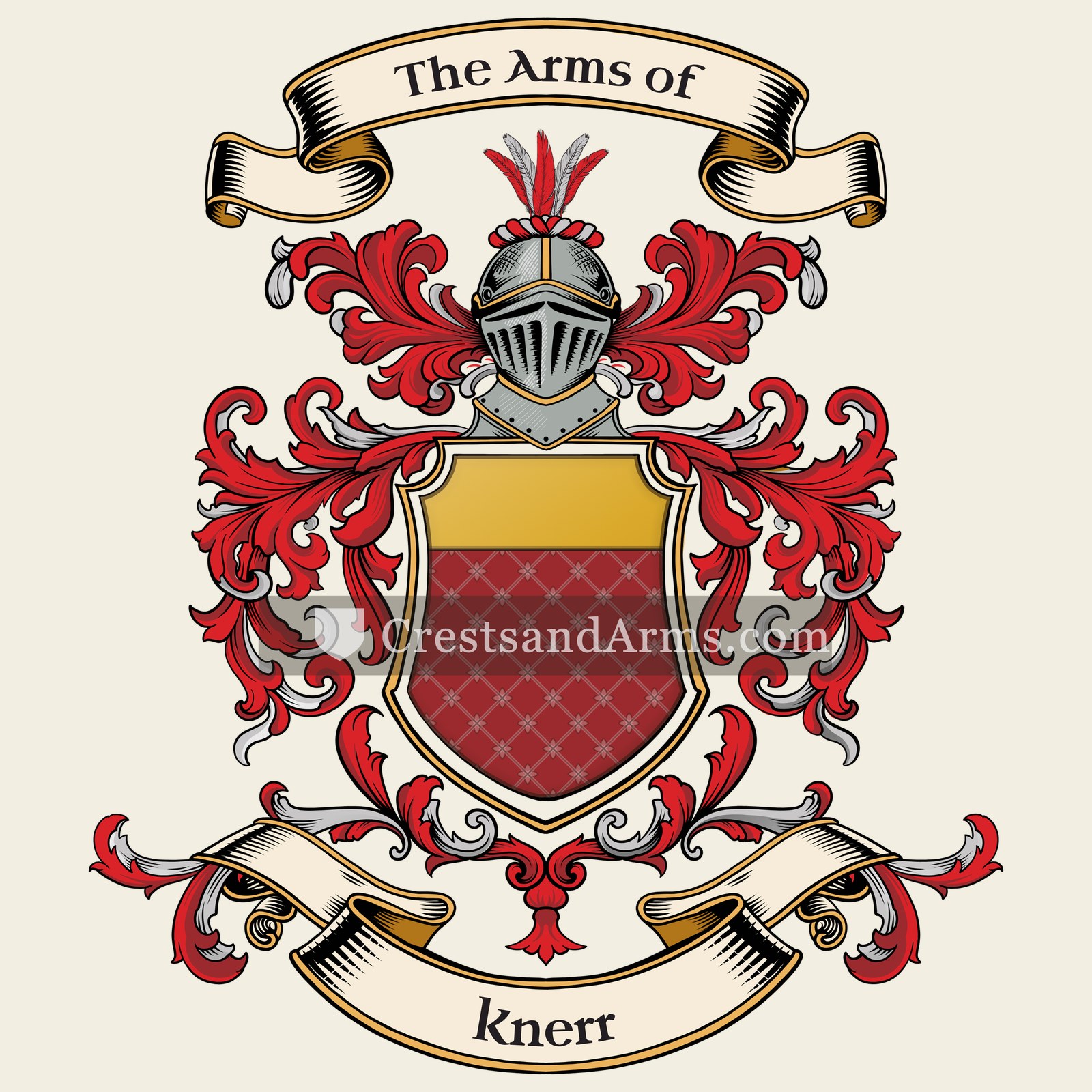 The Knerr coat of arms, drawn from the recorded blazon