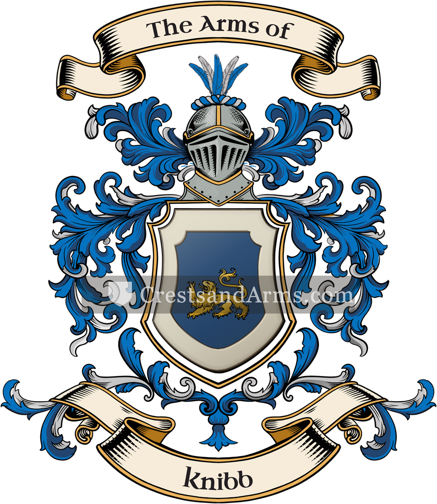 The Knibb coat of arms, drawn from the recorded blazon