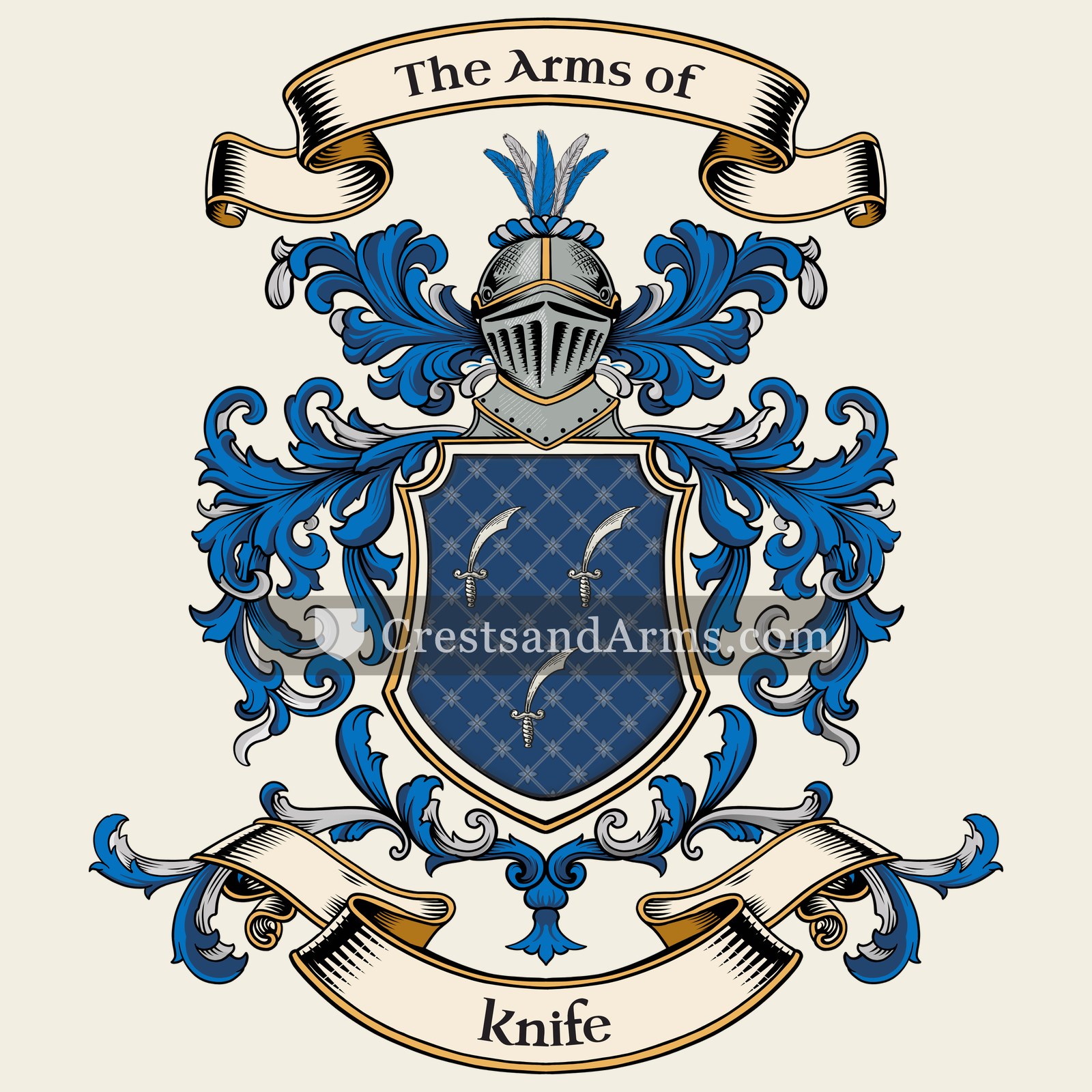 The Knife coat of arms, drawn from the recorded blazon