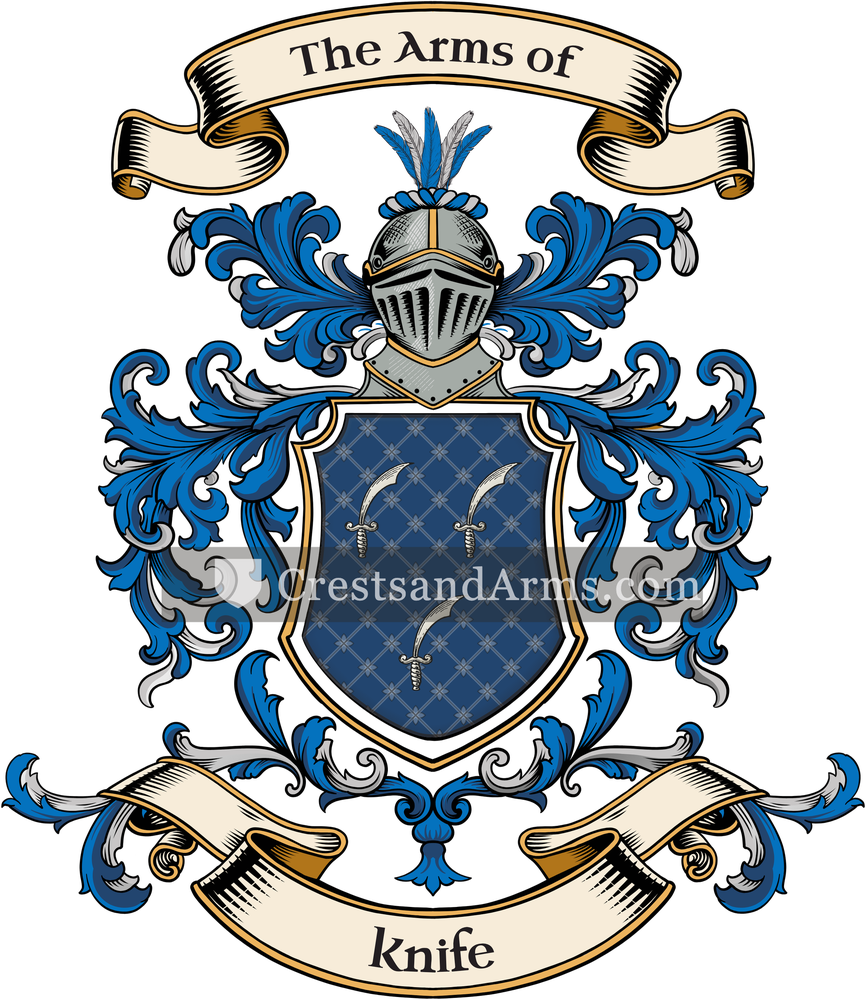 The Knife coat of arms, drawn from the recorded blazon
