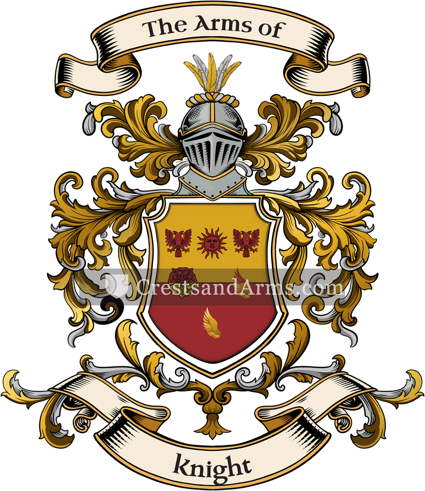 The Knight coat of arms, drawn from the recorded blazon