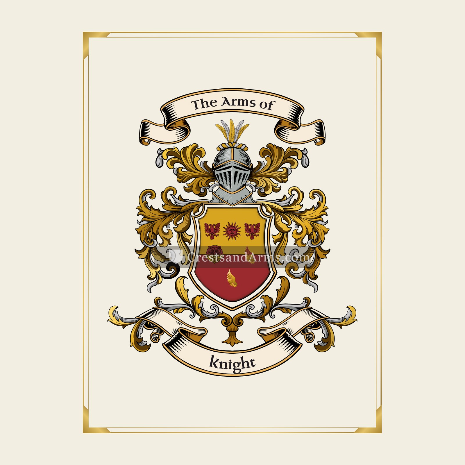 With gold border