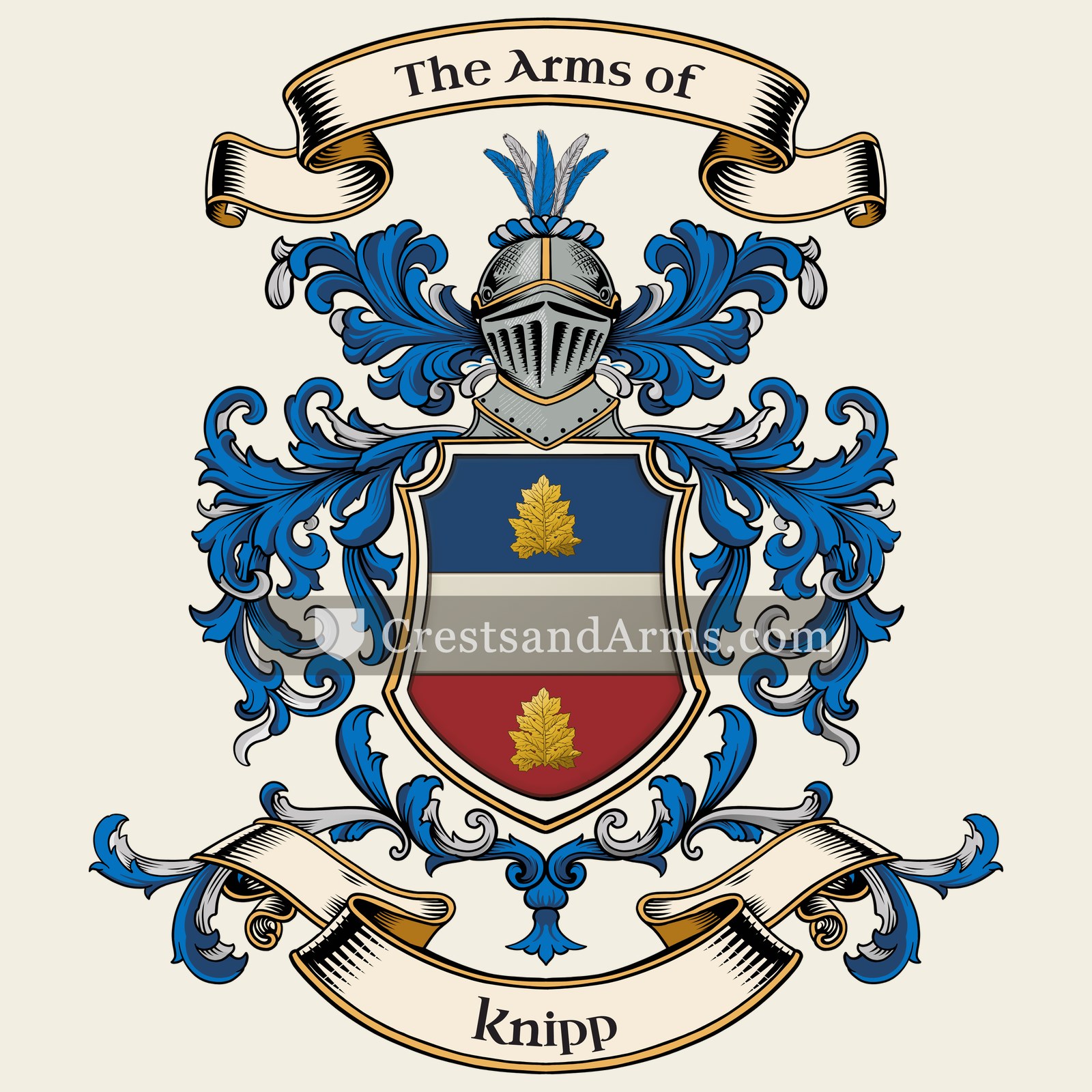 The Knipp coat of arms, drawn from the recorded blazon
