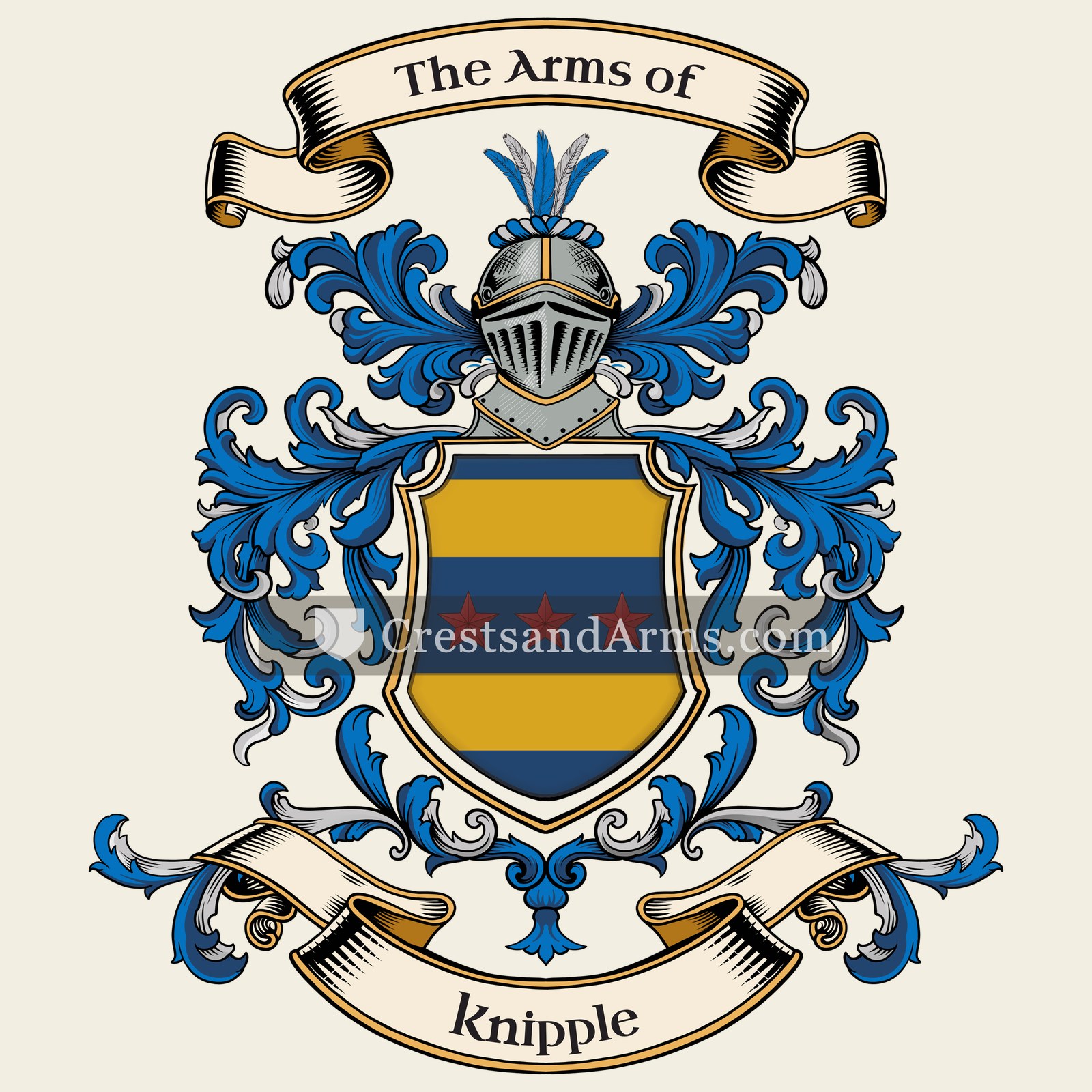 The Knipple coat of arms, drawn from the recorded blazon