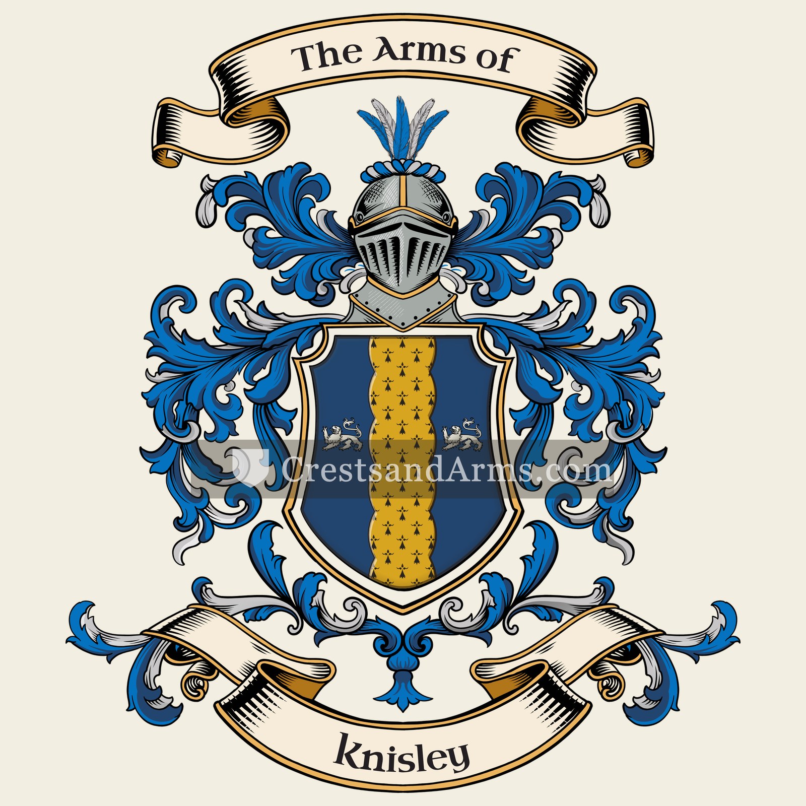 The Knisley coat of arms, drawn from the recorded blazon