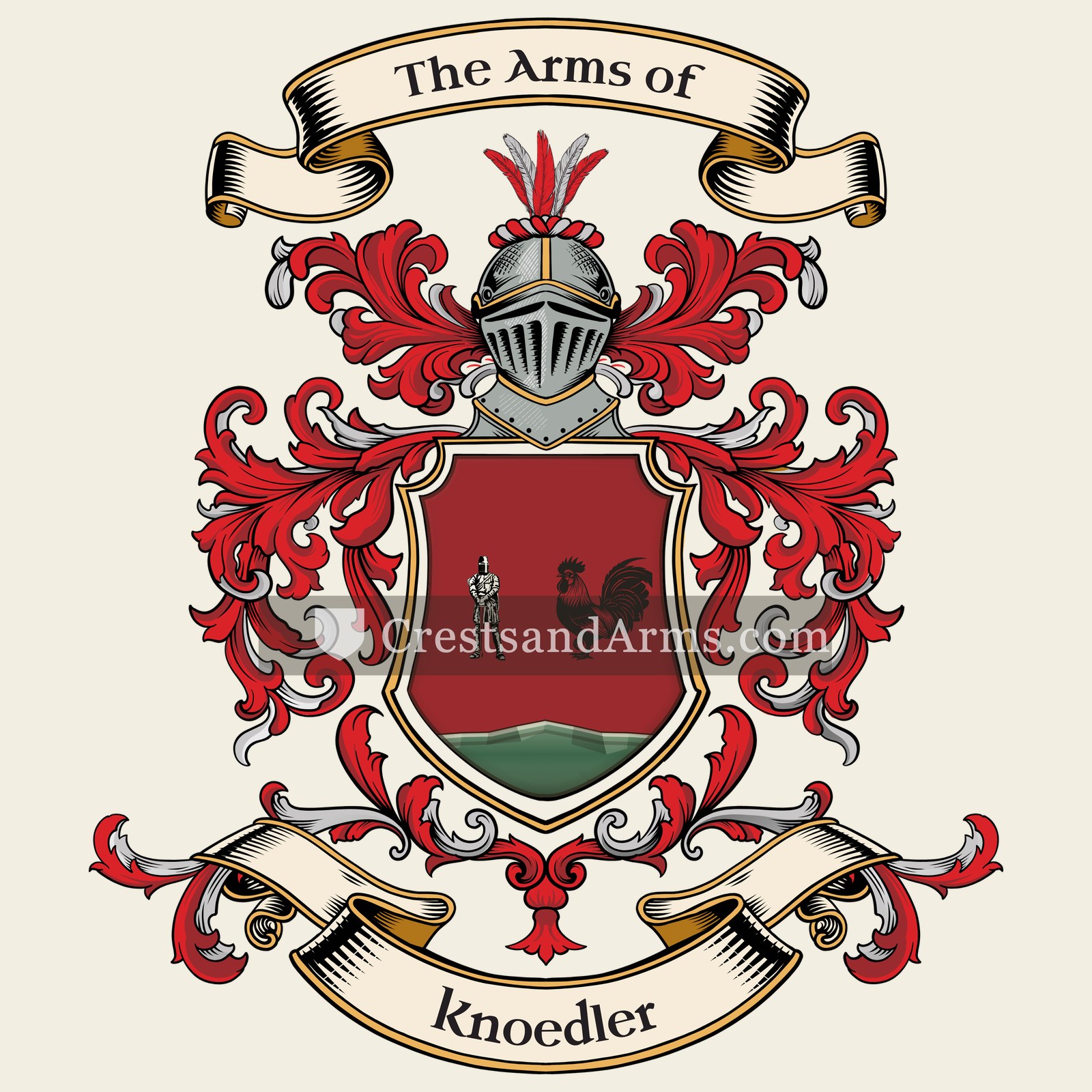 The Knoedler coat of arms, drawn from the recorded blazon