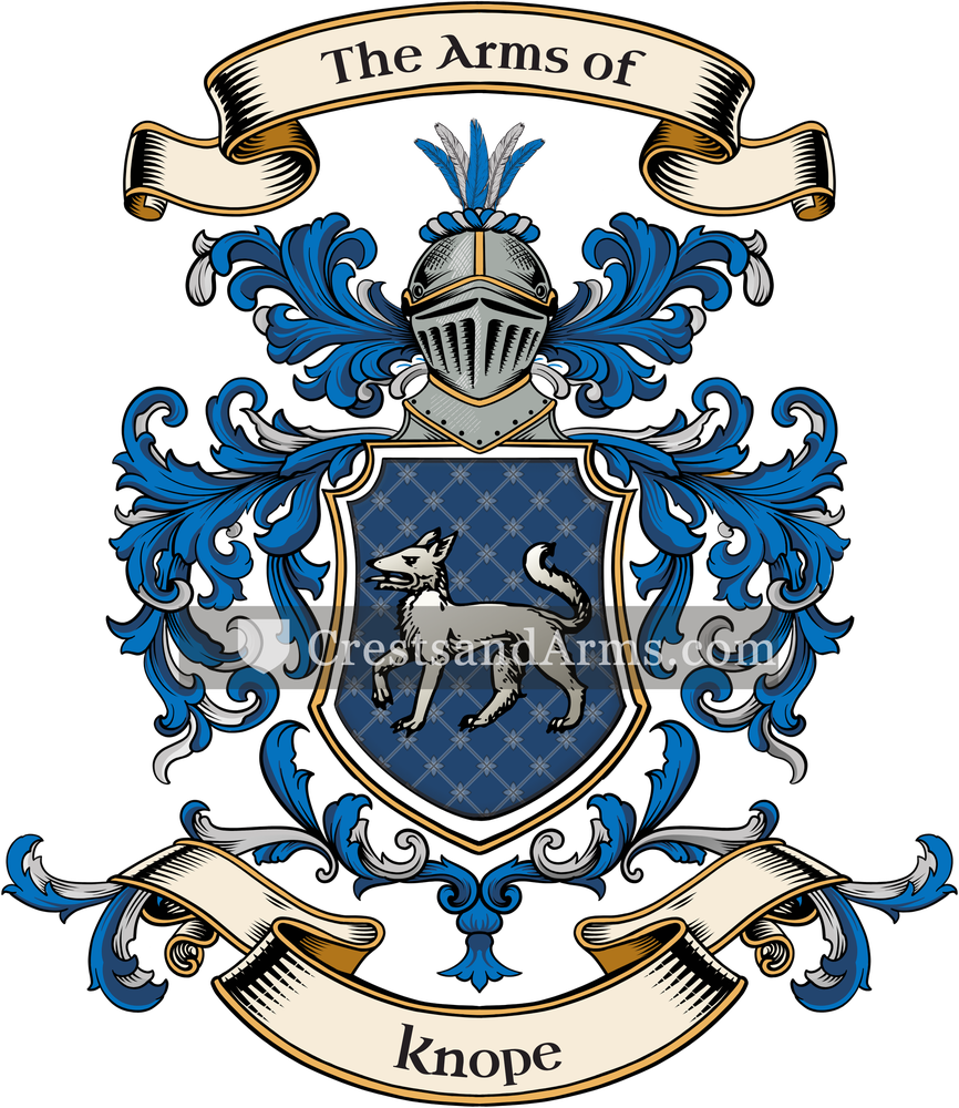 The Knope coat of arms, drawn from the recorded blazon