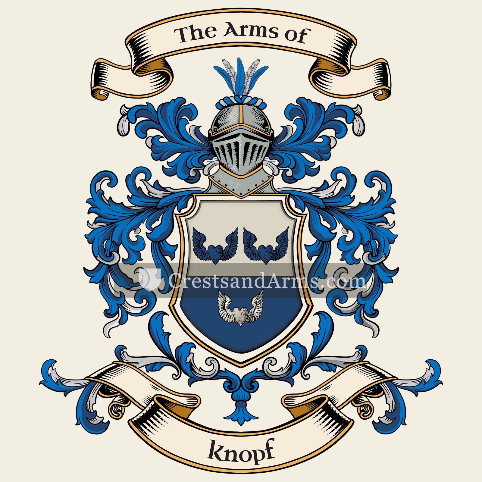 The Knopf coat of arms, drawn from the recorded blazon