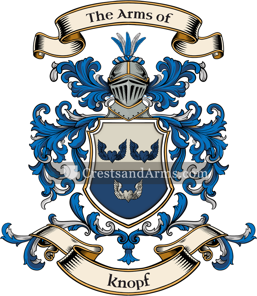 The Knopf coat of arms, drawn from the recorded blazon