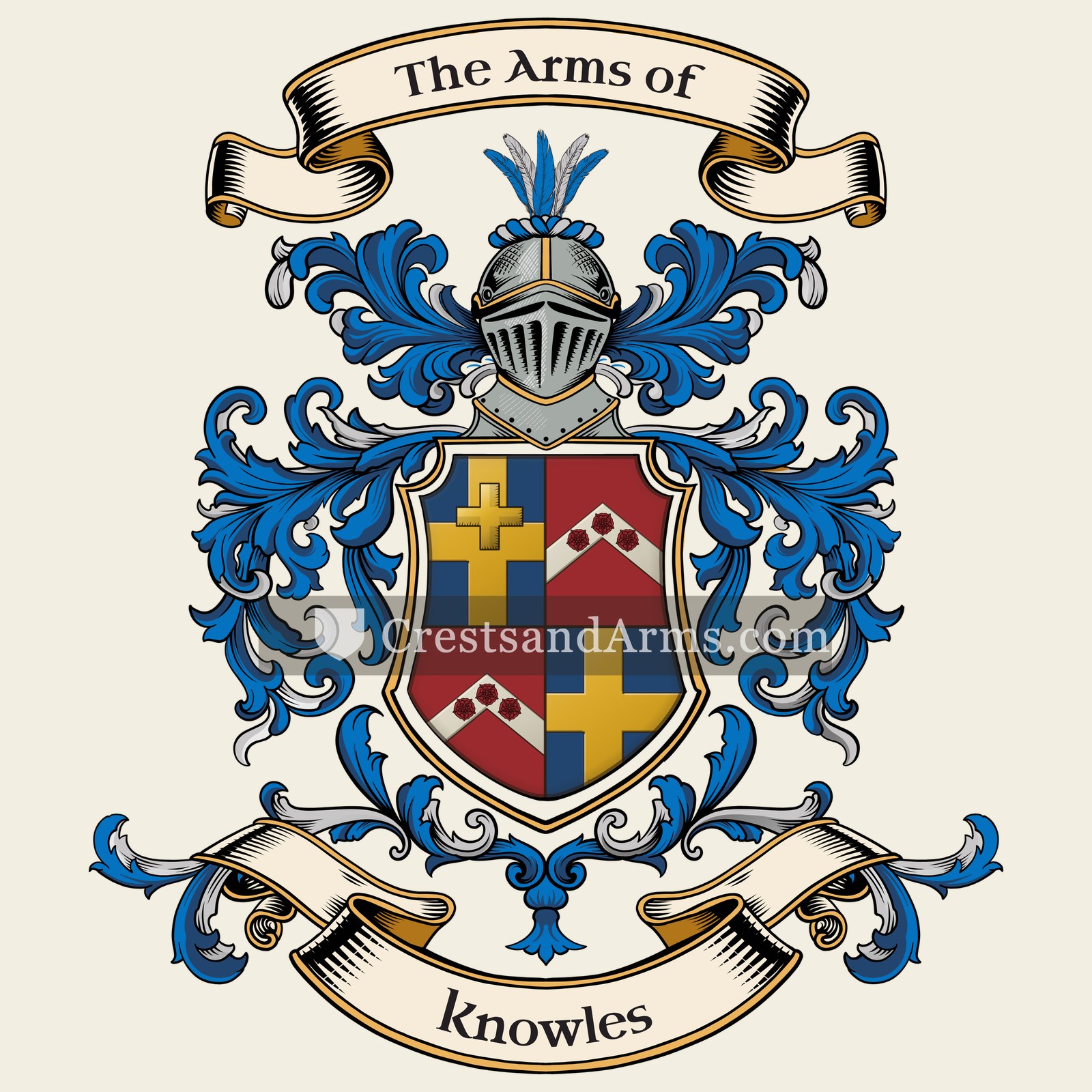 The Knowles coat of arms, drawn from the recorded blazon