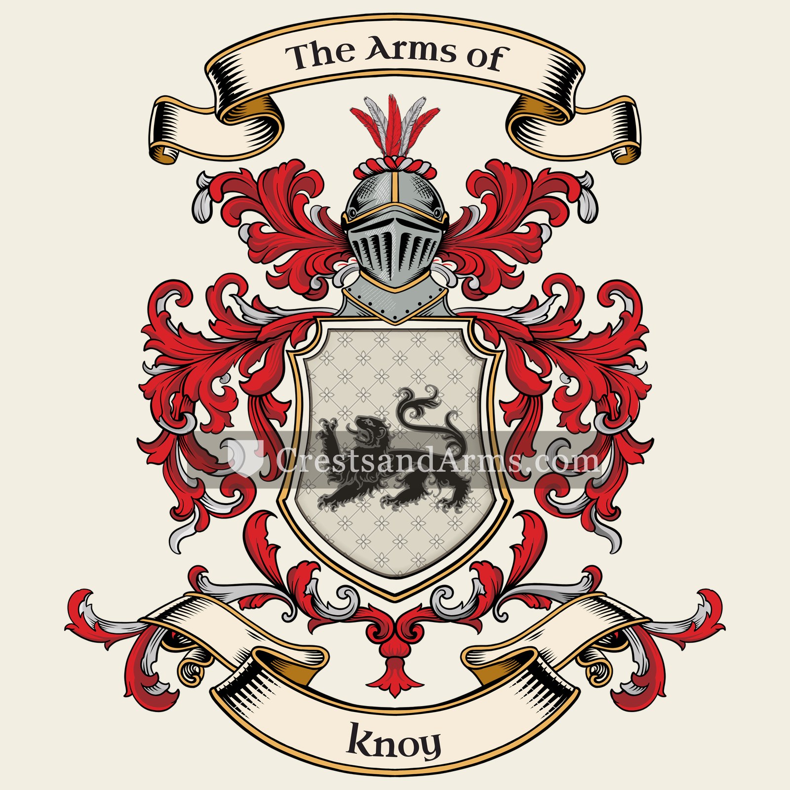 The Knoy coat of arms, drawn from the recorded blazon