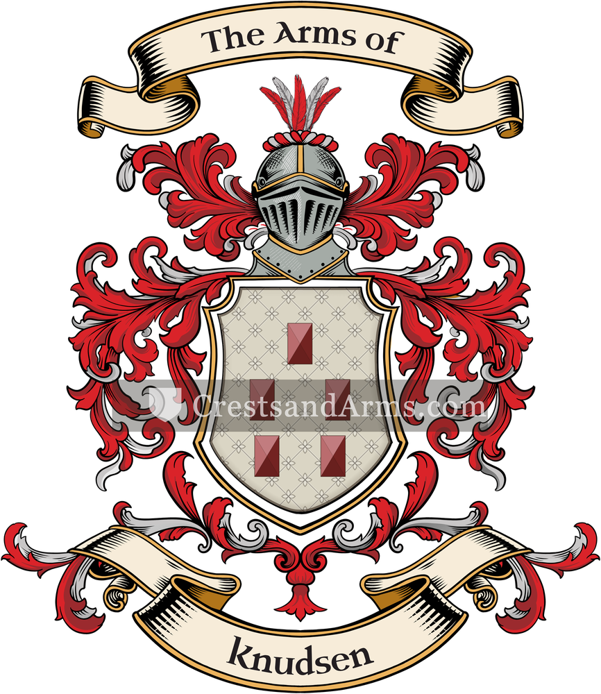 The Knudsen coat of arms, drawn from the recorded blazon