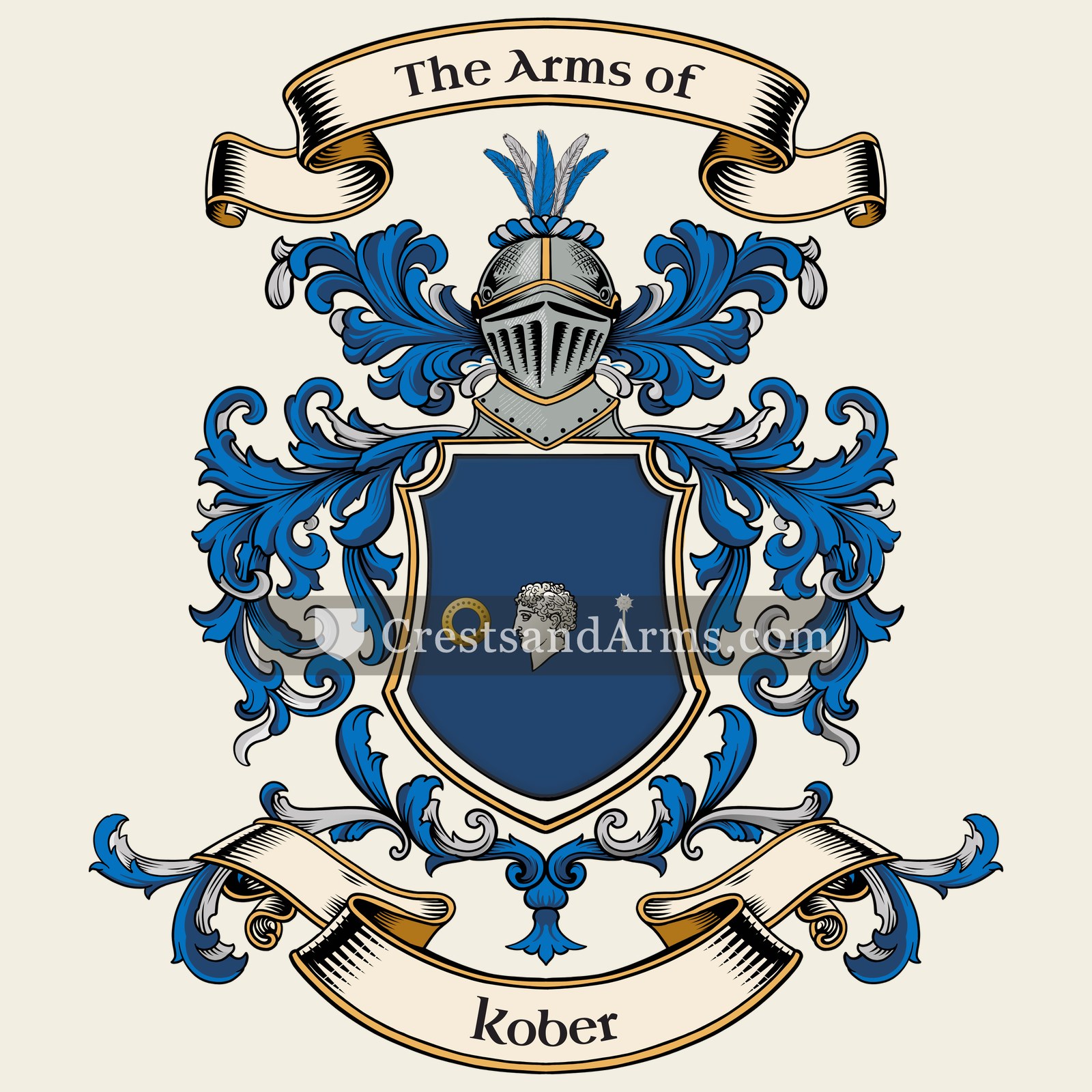 The Kober coat of arms, drawn from the recorded blazon