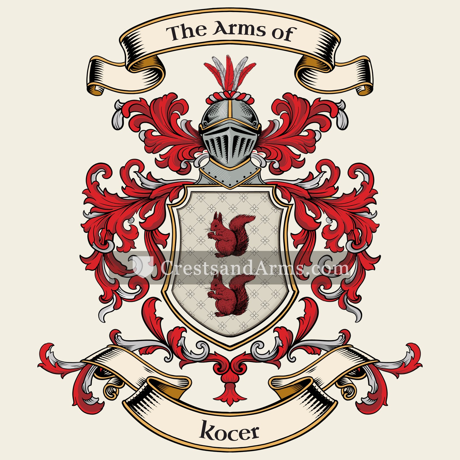 The Kocer coat of arms, drawn from the recorded blazon